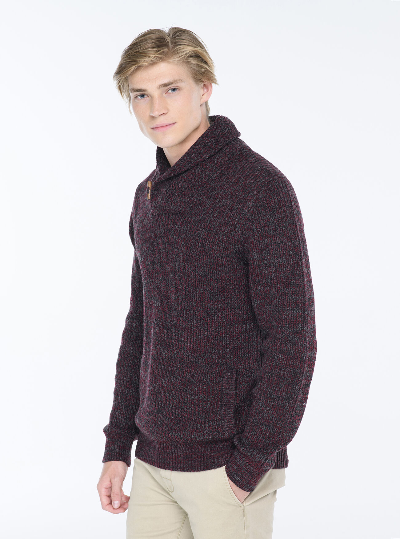 PULLOVER WITH SHAWL COLLAR, MULTICOLOR