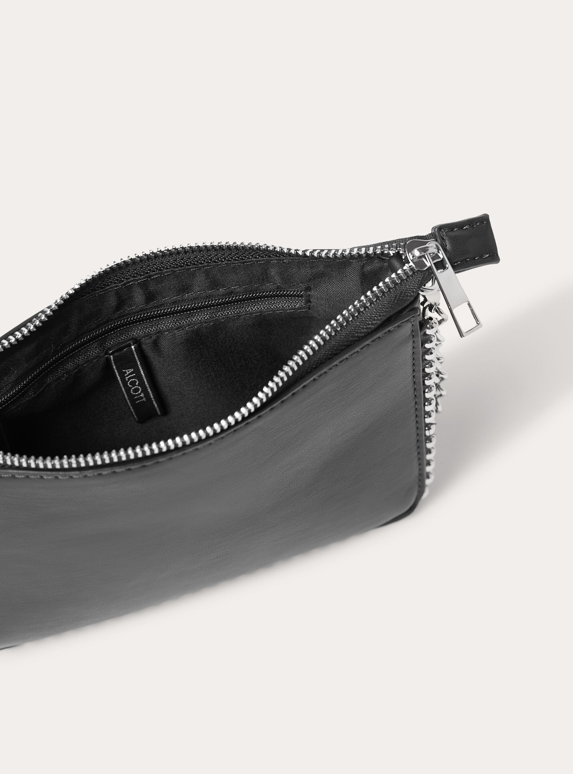 Bolso mini efecto piel con bandolera de cadena, BK1 BLACK