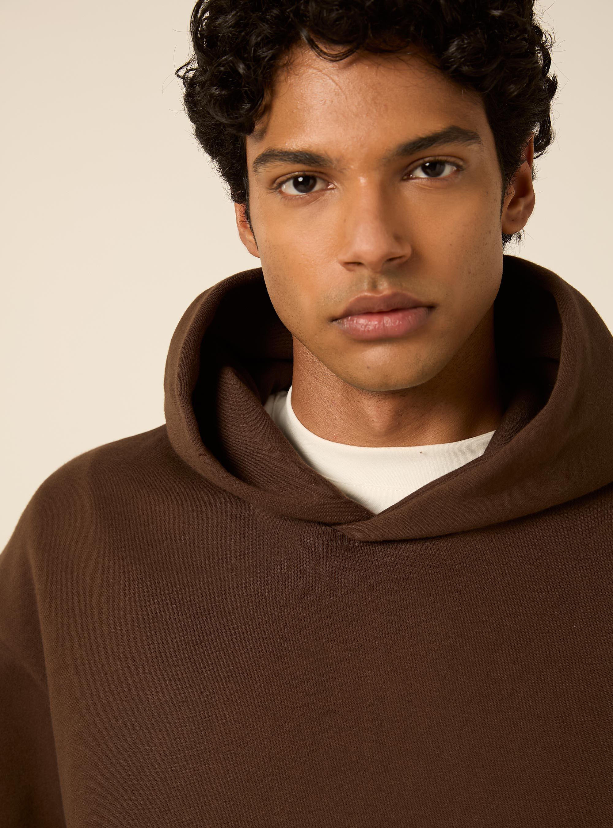 Felpa con cappuccio boxy fit, BR2 BROWN MEDIUM
