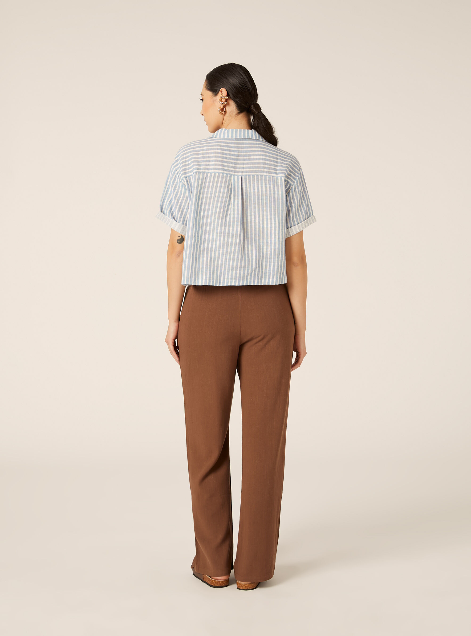 Camicia maniche corte crop, STRIPES