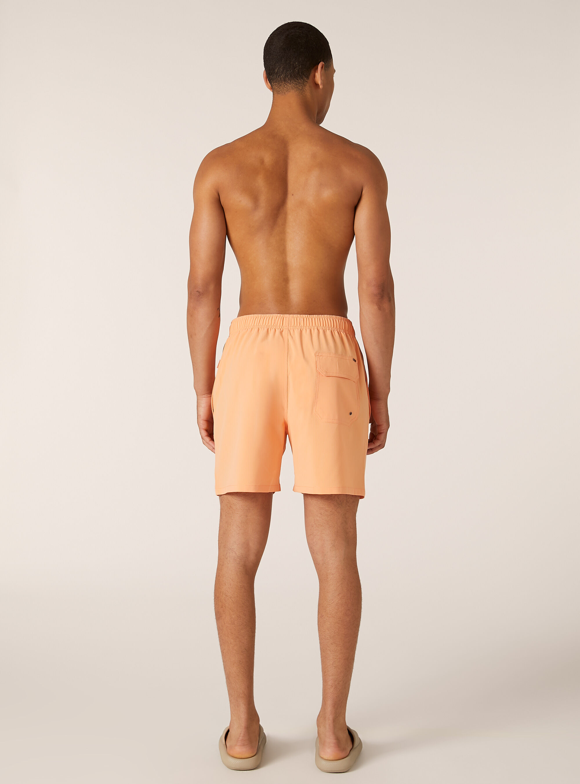 Plain-coloured seersucker swimming costume, OR3 ORANGE LIGHT