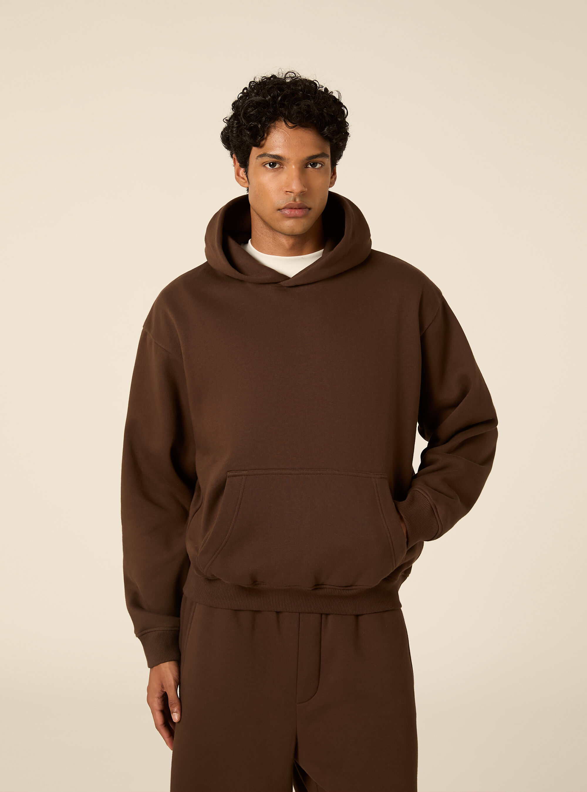 Felpa con cappuccio boxy fit, BR2 BROWN MEDIUM