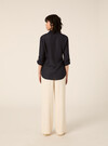 Linen-blend shirt with a V-neck, NA1 NAVY DARK
