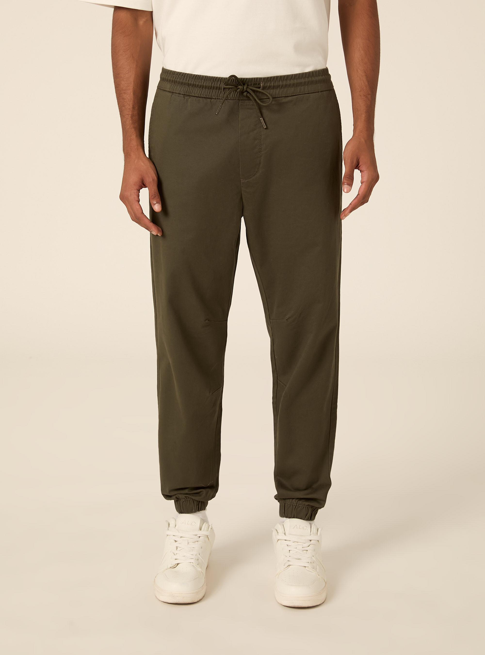 Pantaloni twill stretch elastico e stringa in vita