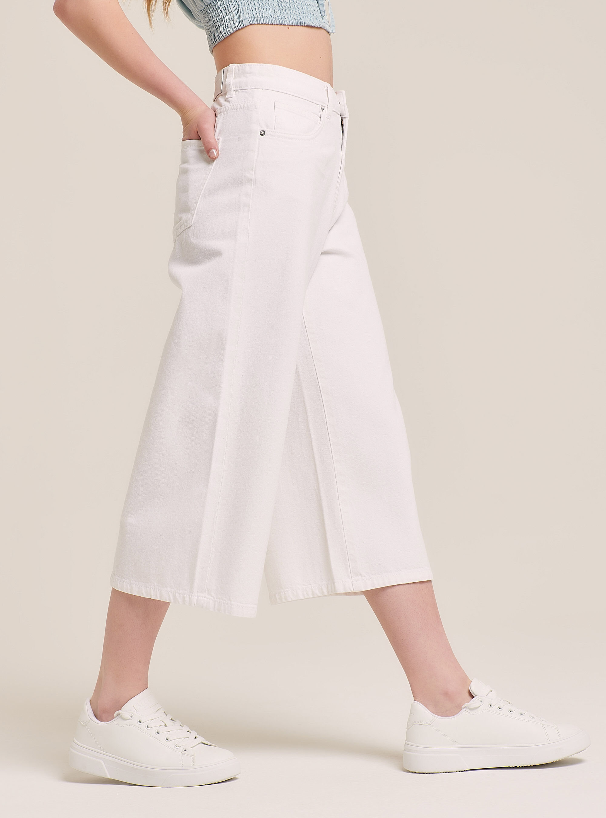 High waist jeans, D099 WHITE