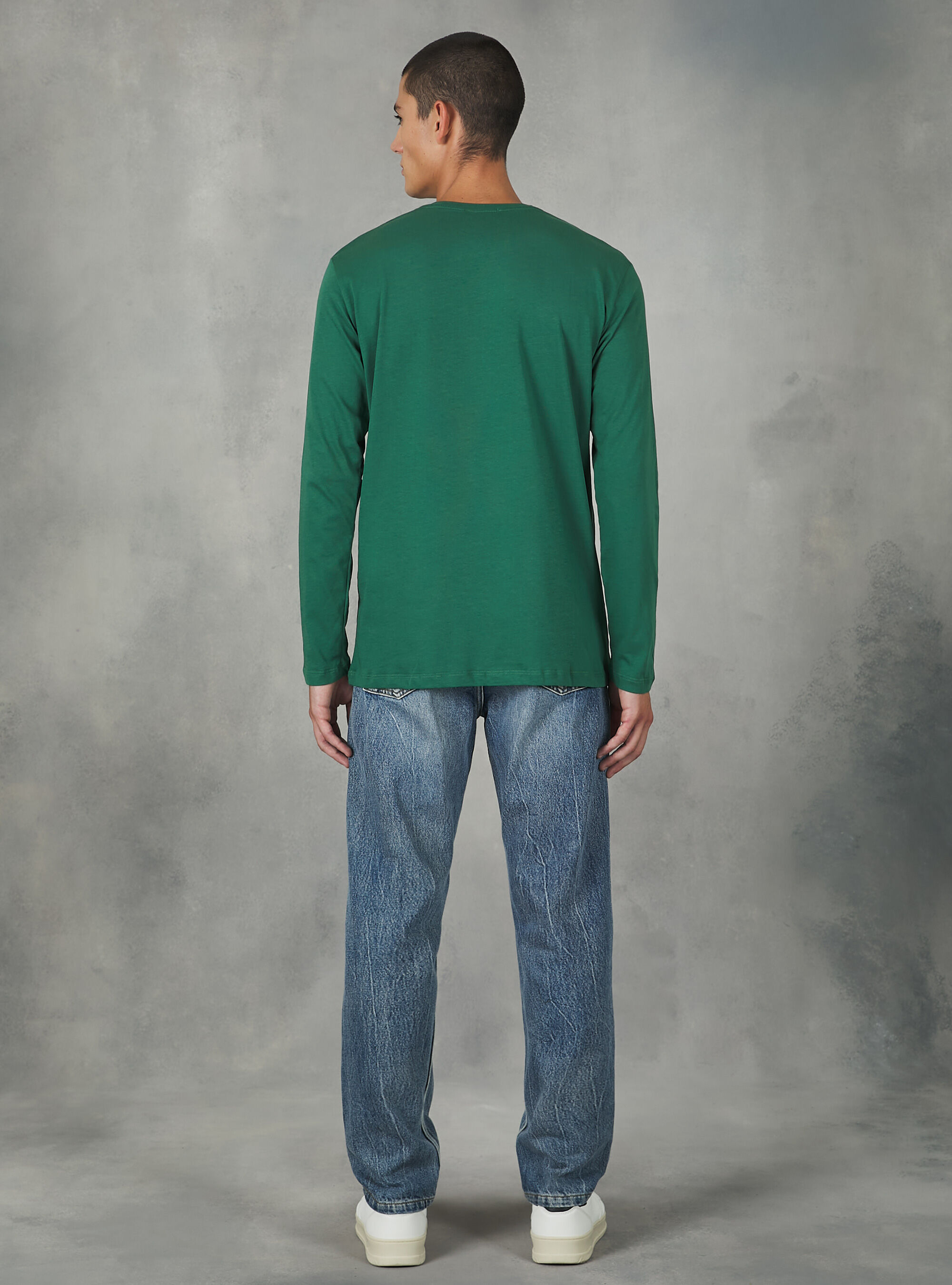 T-shirt en coton &agrave; manches longues, GN2 GREEN MEDIUM