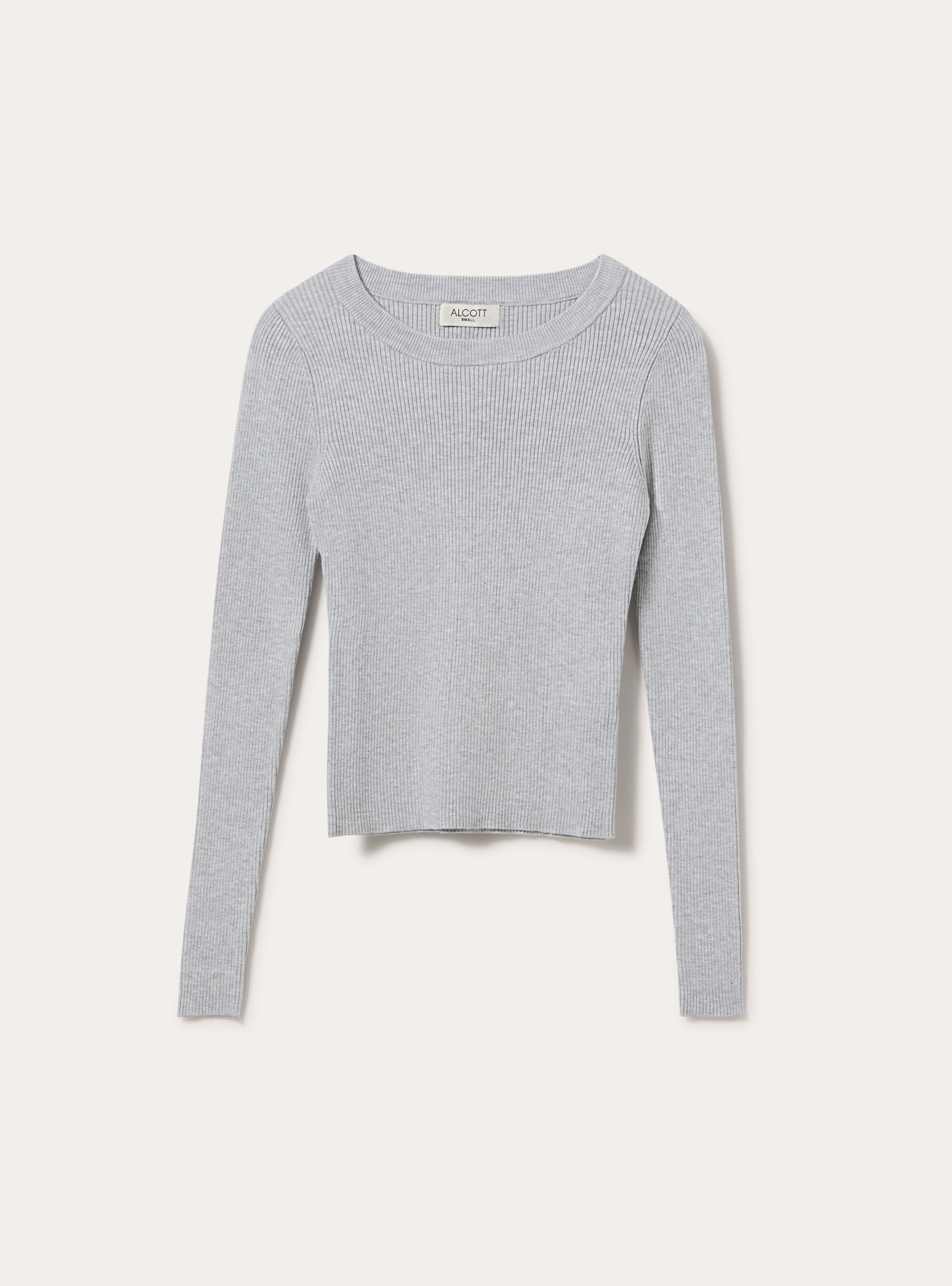 Maglia girocollo a coste, MGY2 GREY MEL MEDIUM
