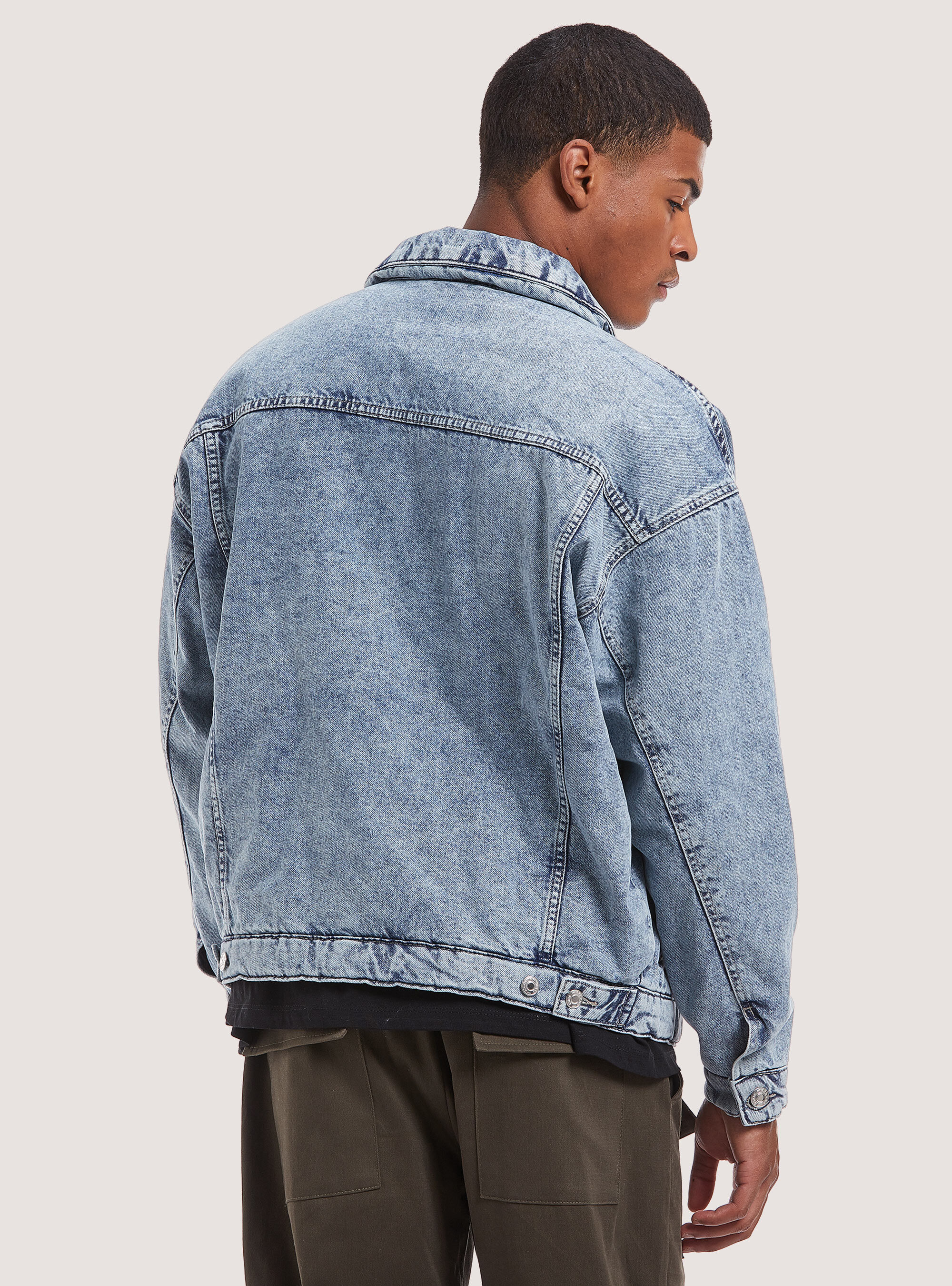 Mens padded denim jacket discount