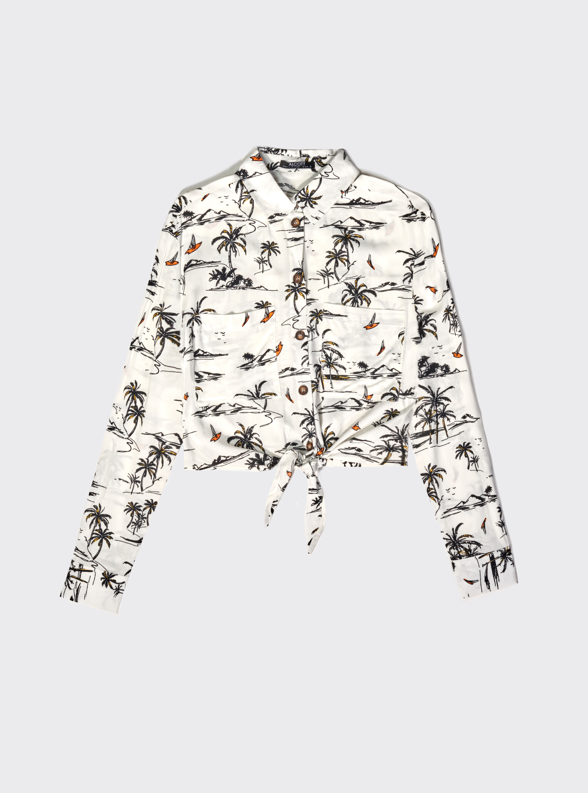 Camiseta cropped manga larga, TROPICAL