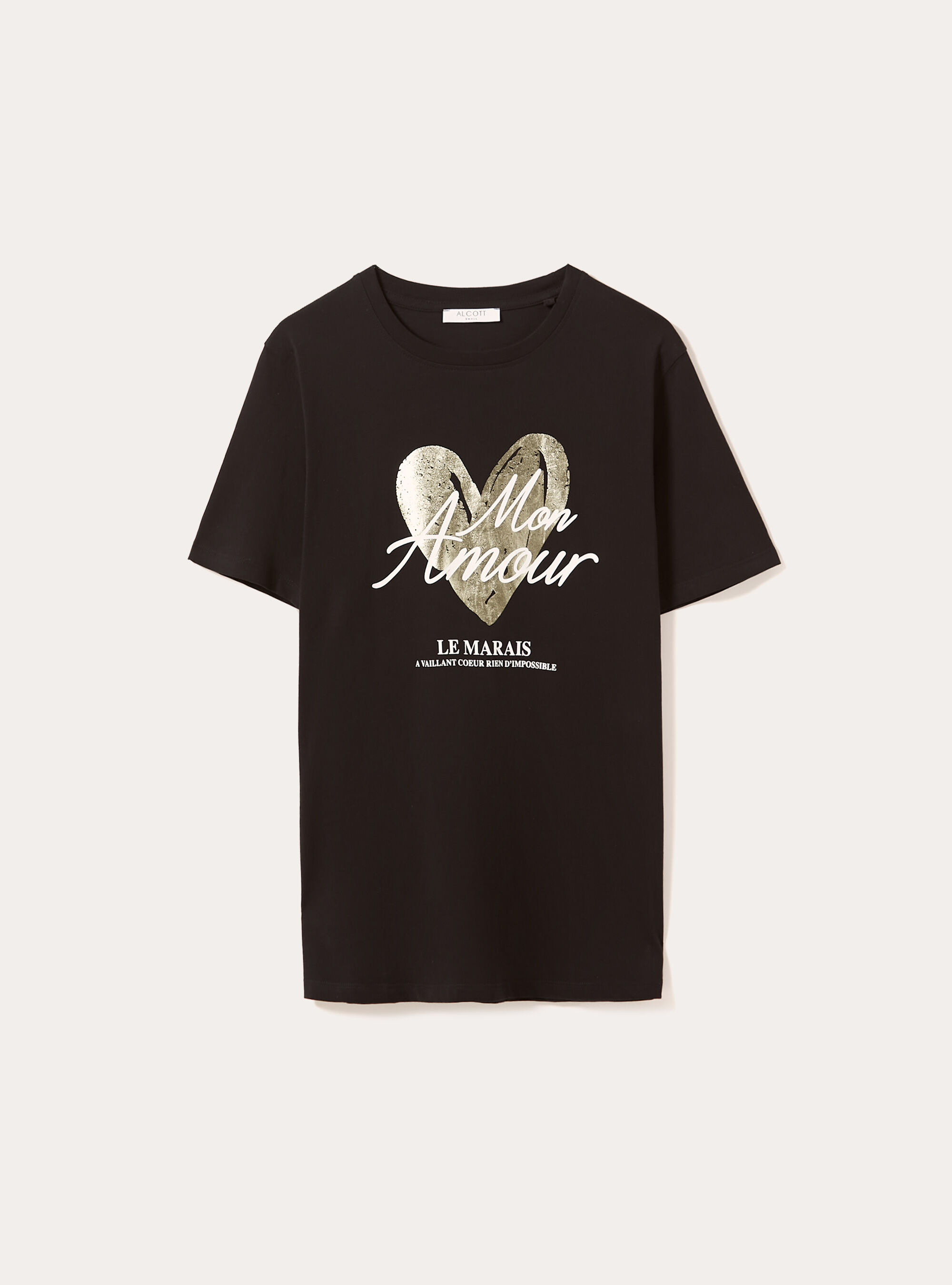 T-shirt &agrave; imprim&eacute; m&eacute;tallique, BK1 BLACK