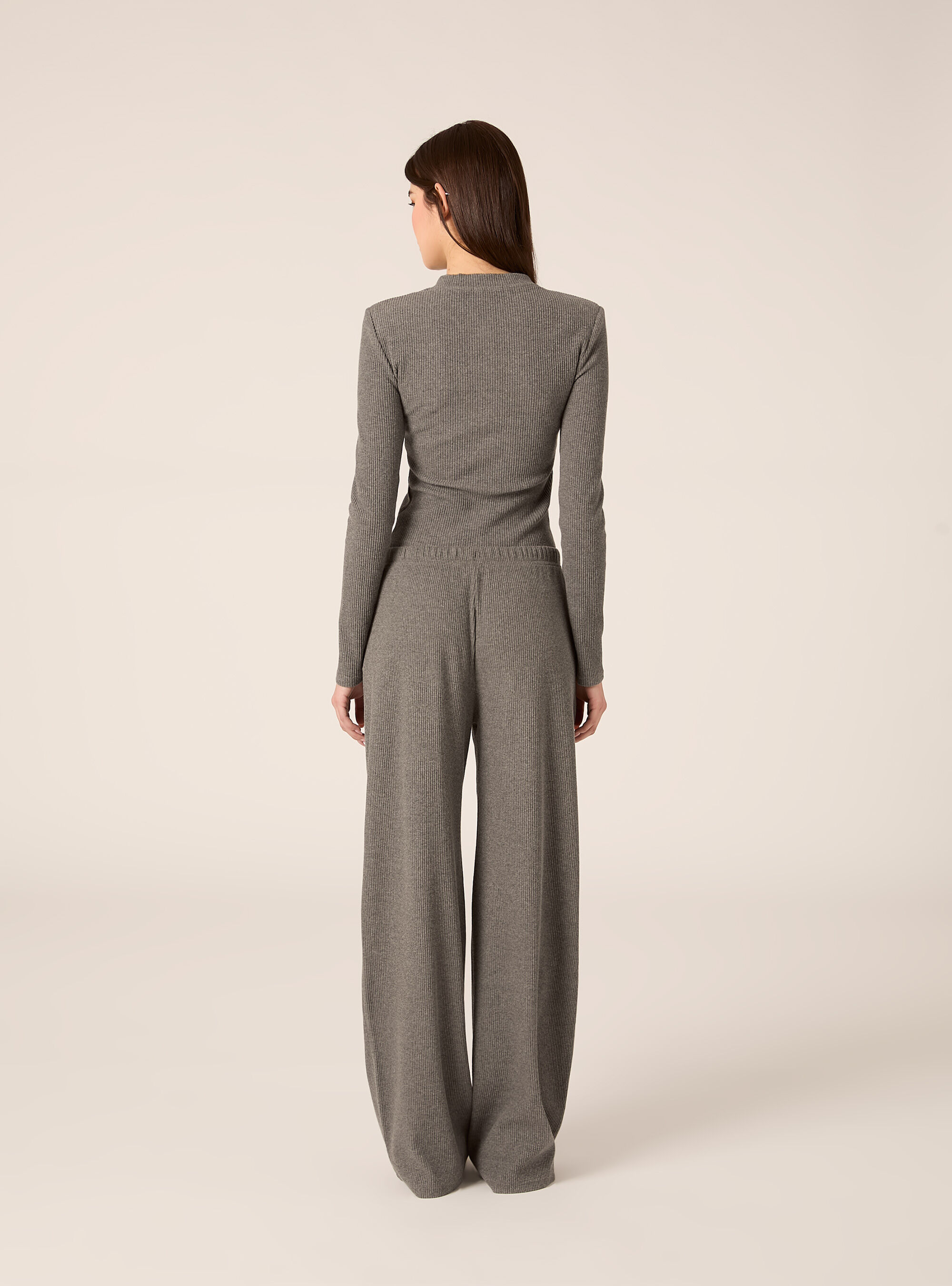 Pantaloni in maglia a coste, MGY2 GREY MEL MEDIUM