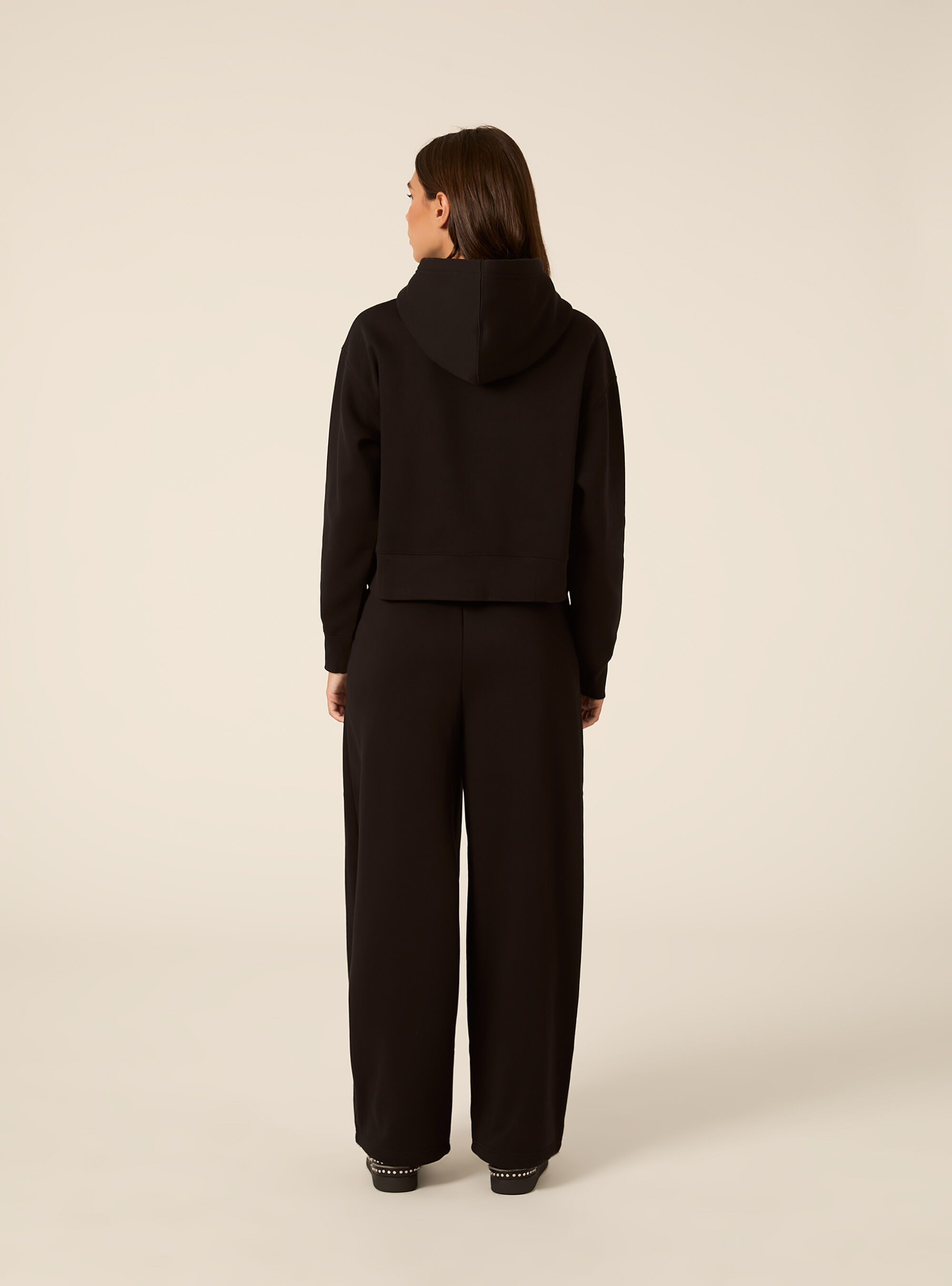 Felpa boxy con cappuccio, BK1 BLACK