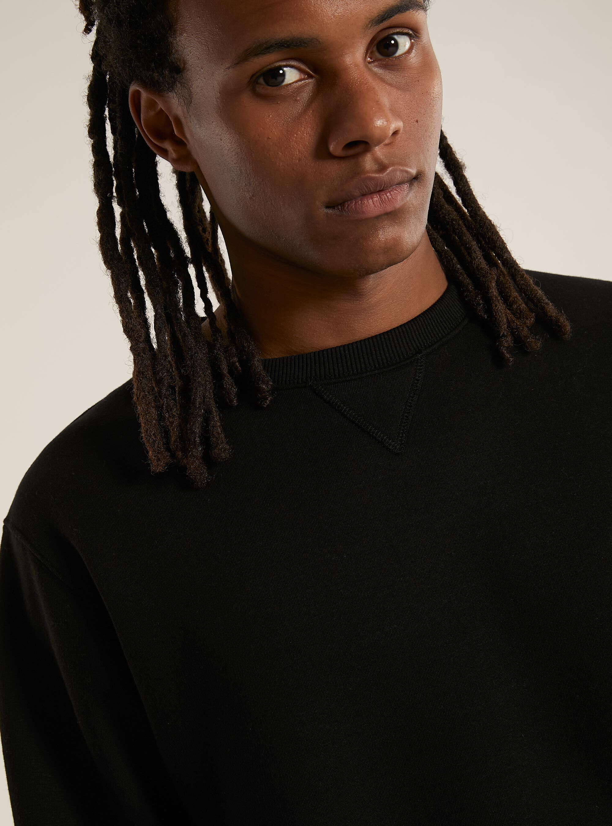 Solid-coloured crewneck sweatshirt, BK1 BLACK