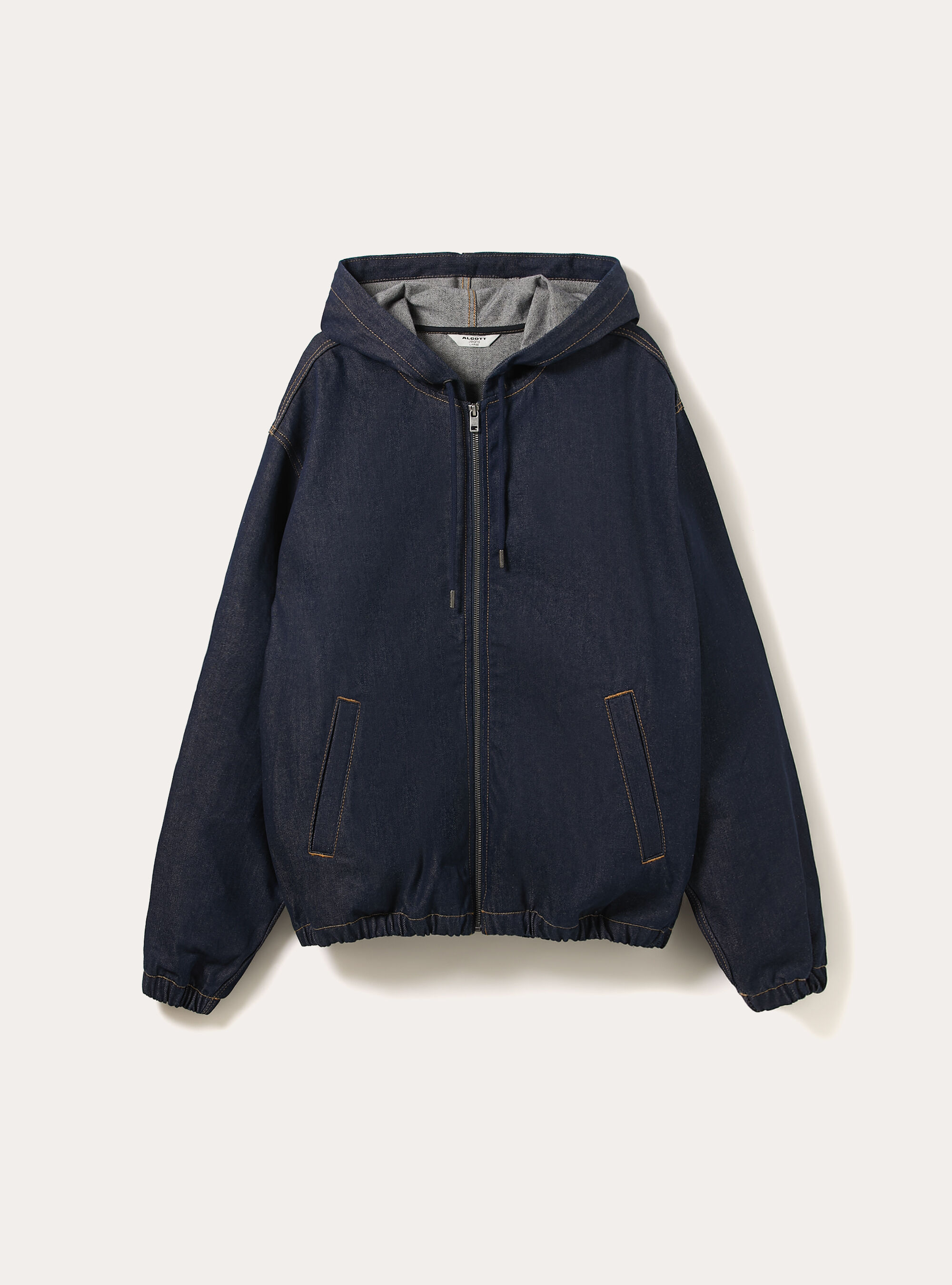 Giubbotto cappuccio in denim, D001 DEEP BLUE