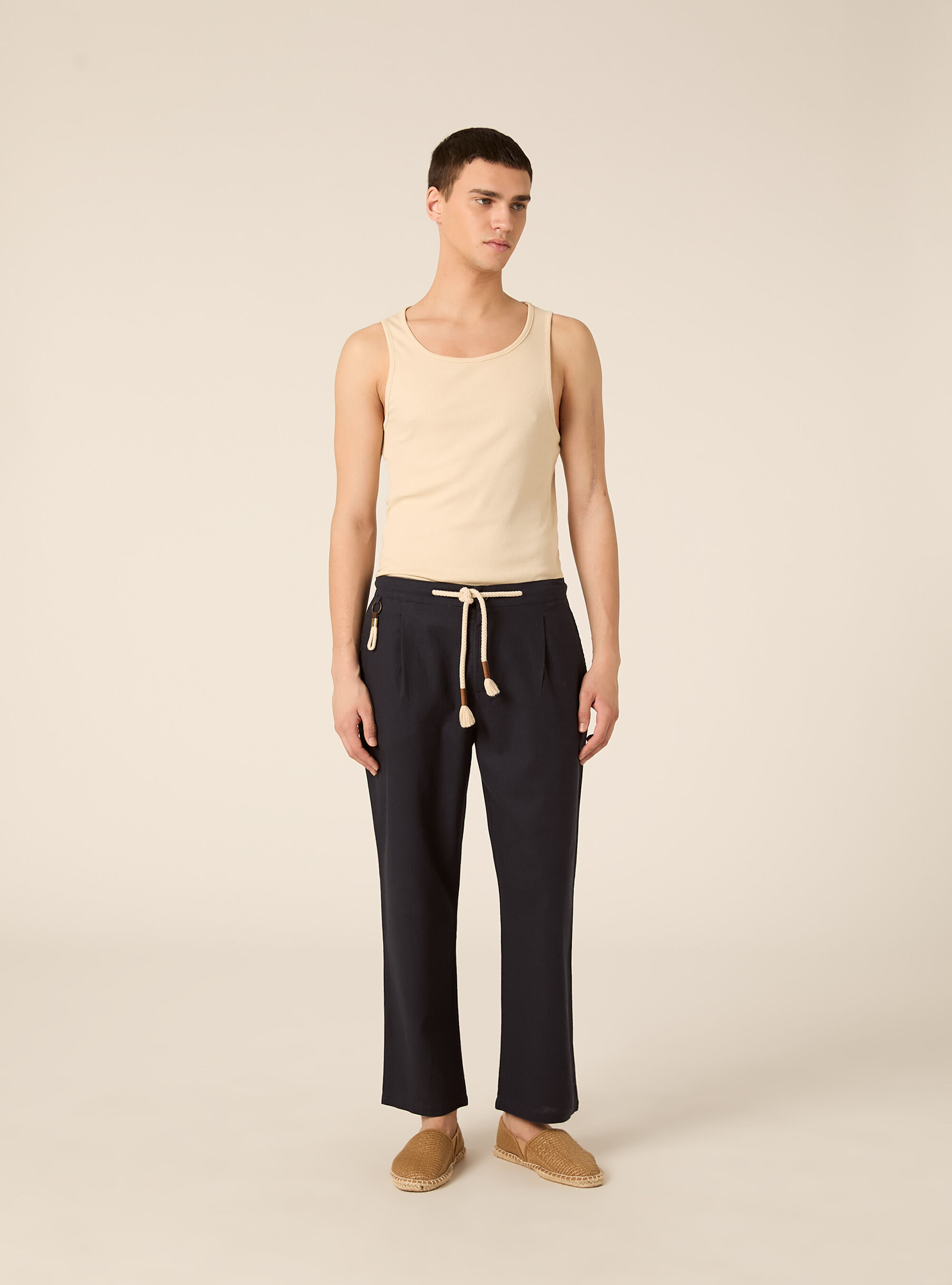 Pantaloni misto lino con coulisse