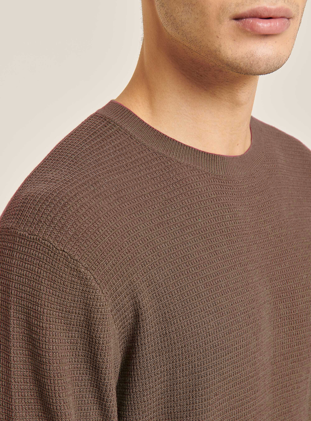 Textured Cotton Crew-Neck Pullover