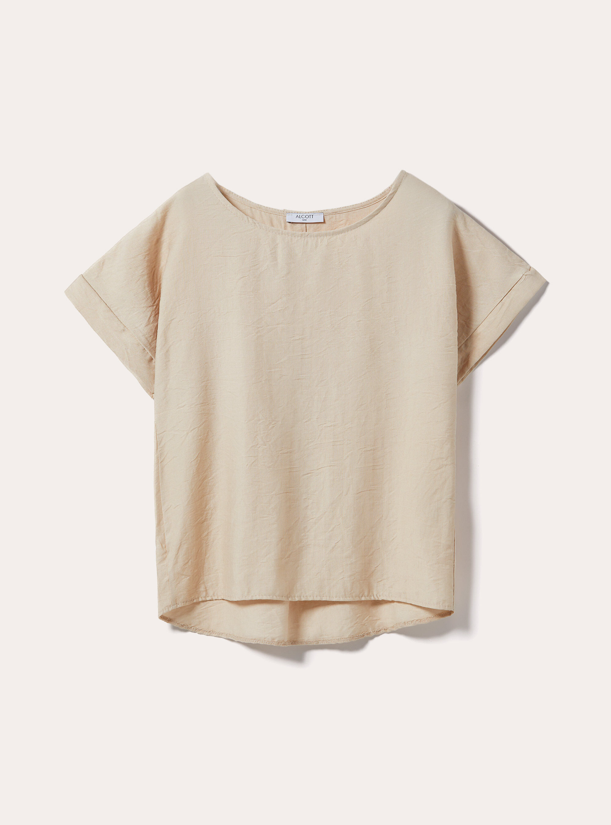 Blusa in cannet&eacute; in tinta unita, BG2 BEIGE MEDIUM