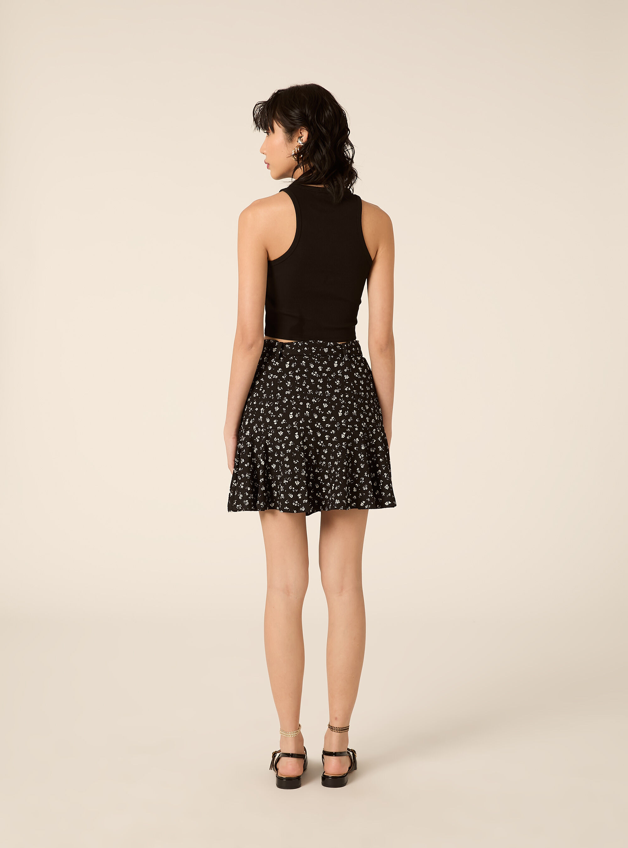 Skort stampato con cinturino, BK1 BLACK