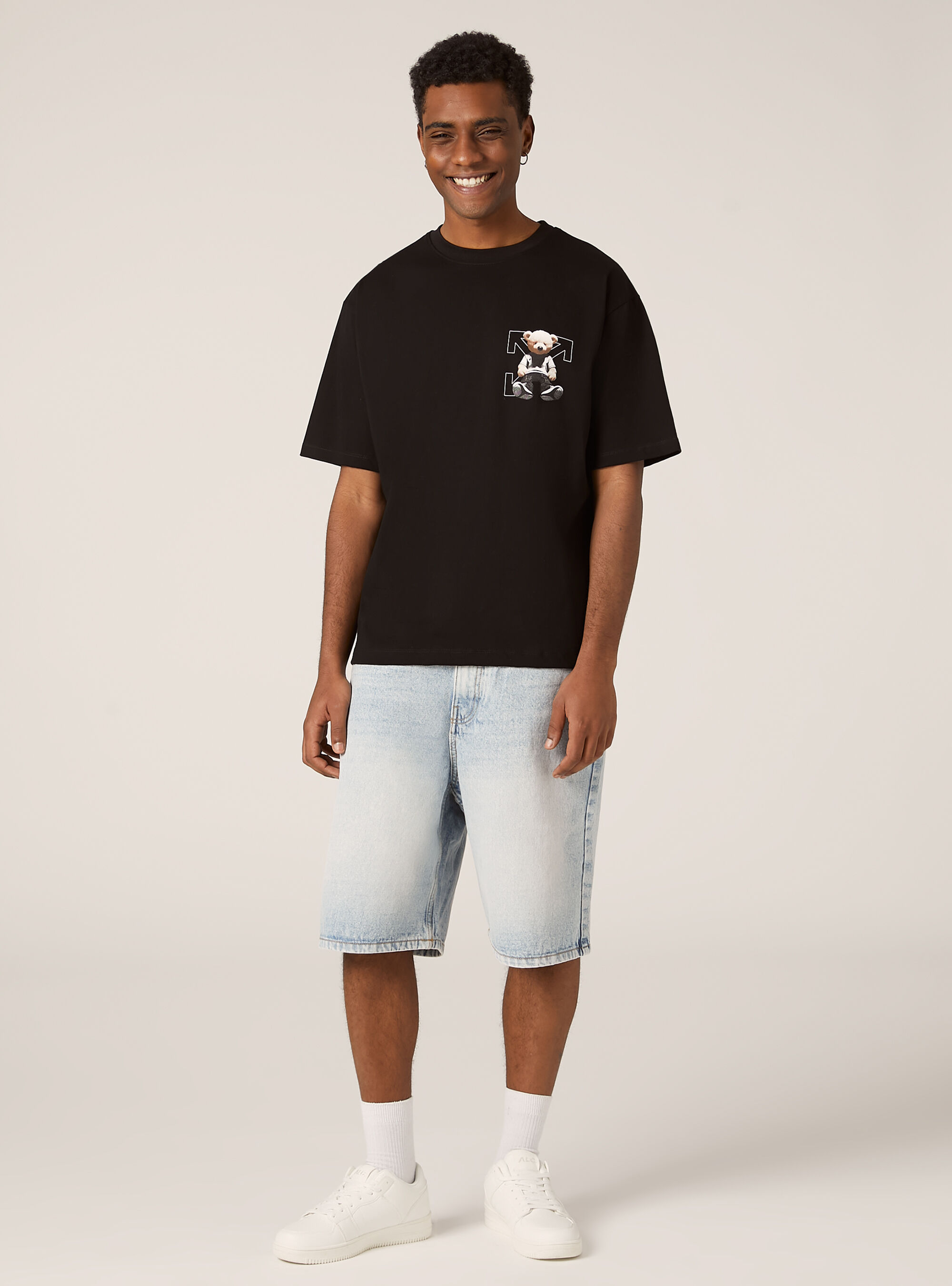 Boxy fit T-shirt with print, BK1 BLACK