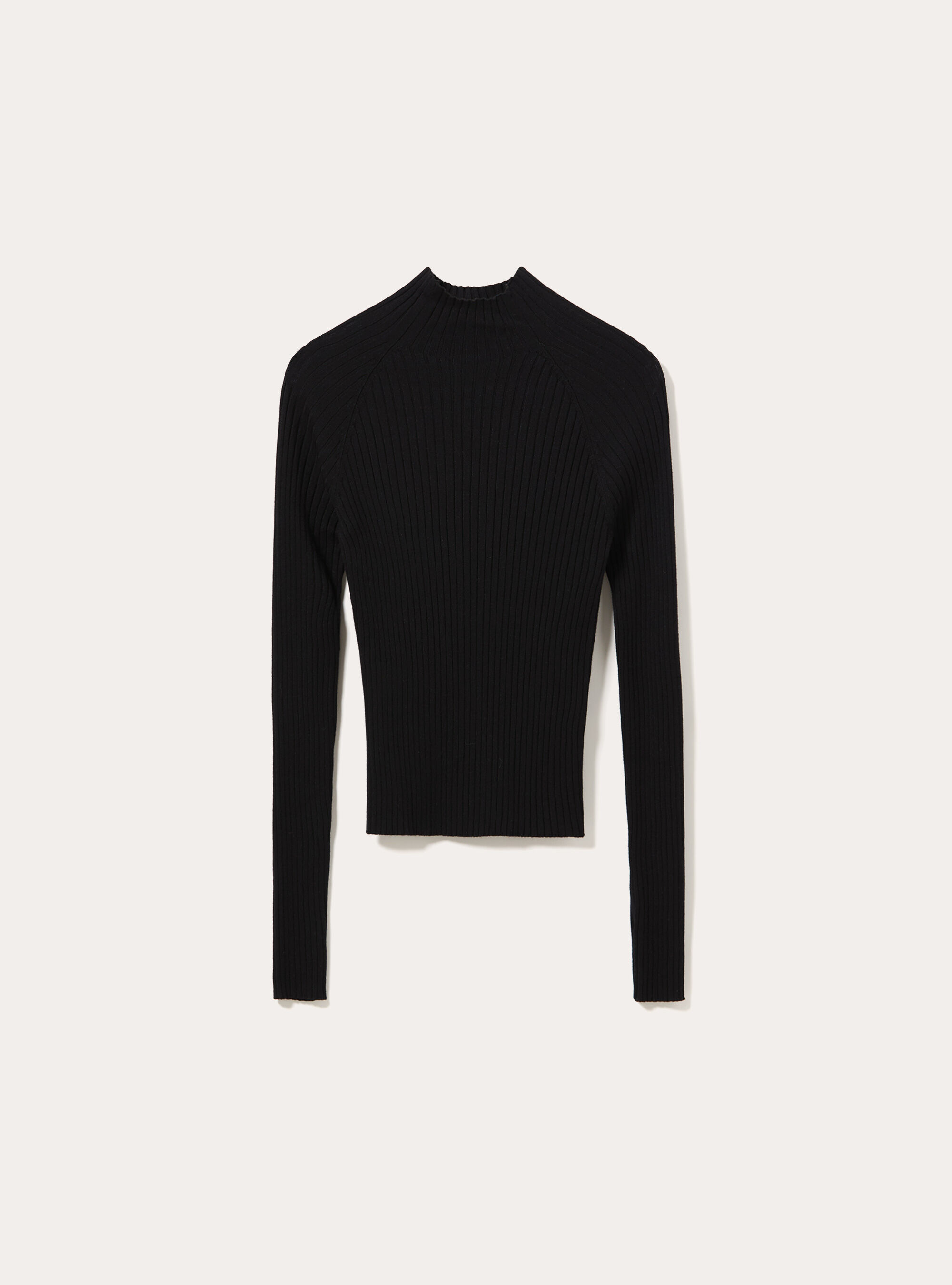Ribbed mock neck jumper with raglan sleeves, BK1 BLACK