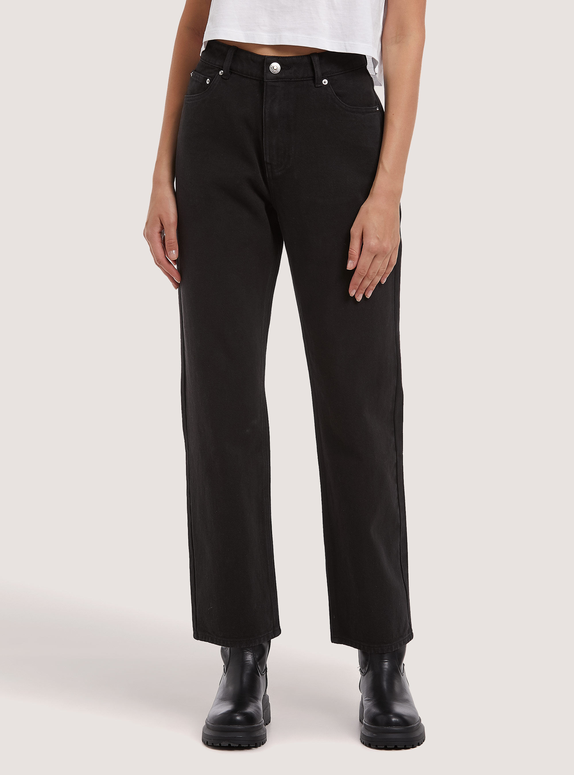 Pantaloni straight fit in twill