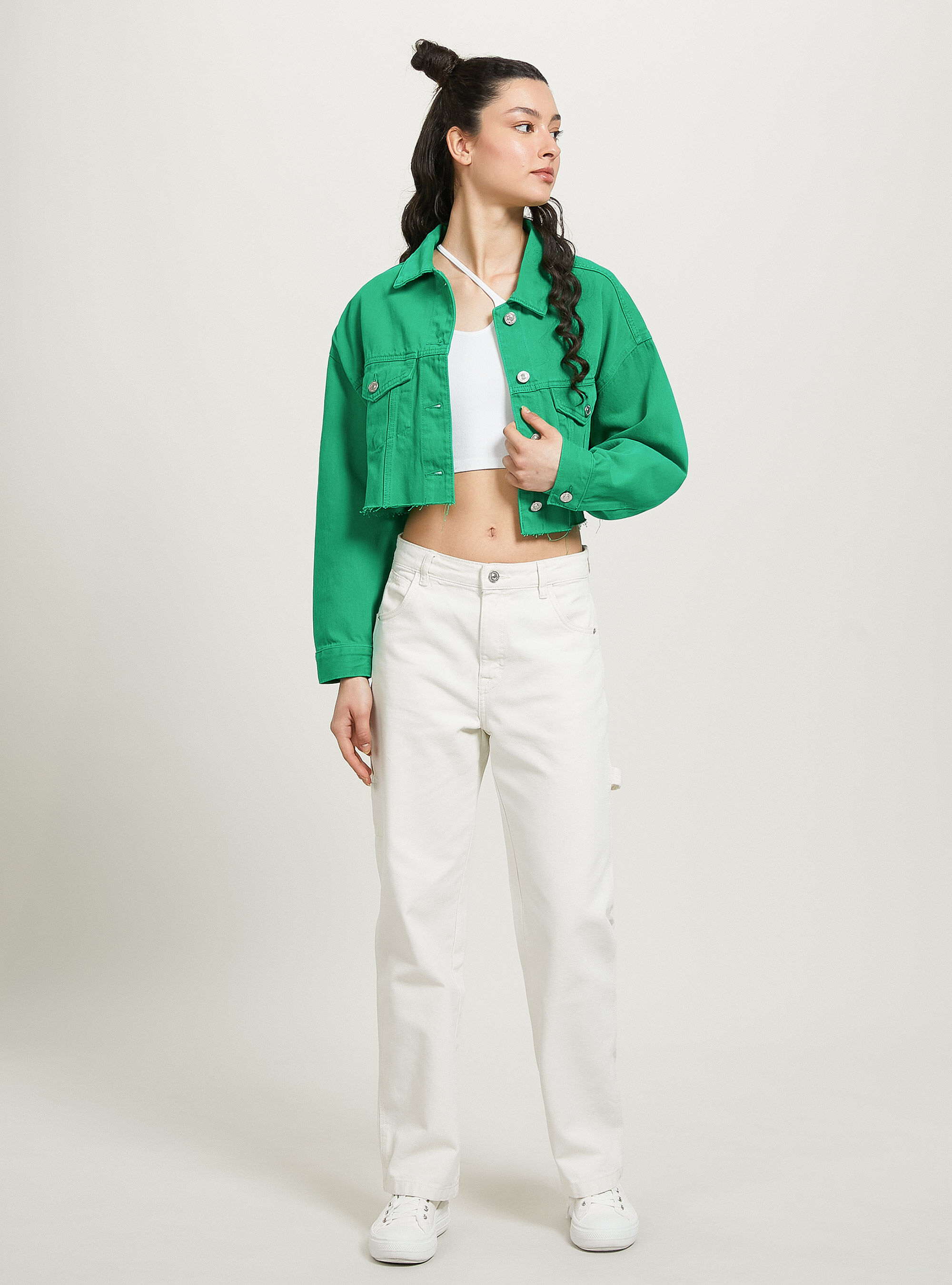Giubbotto jeans cropped on sale