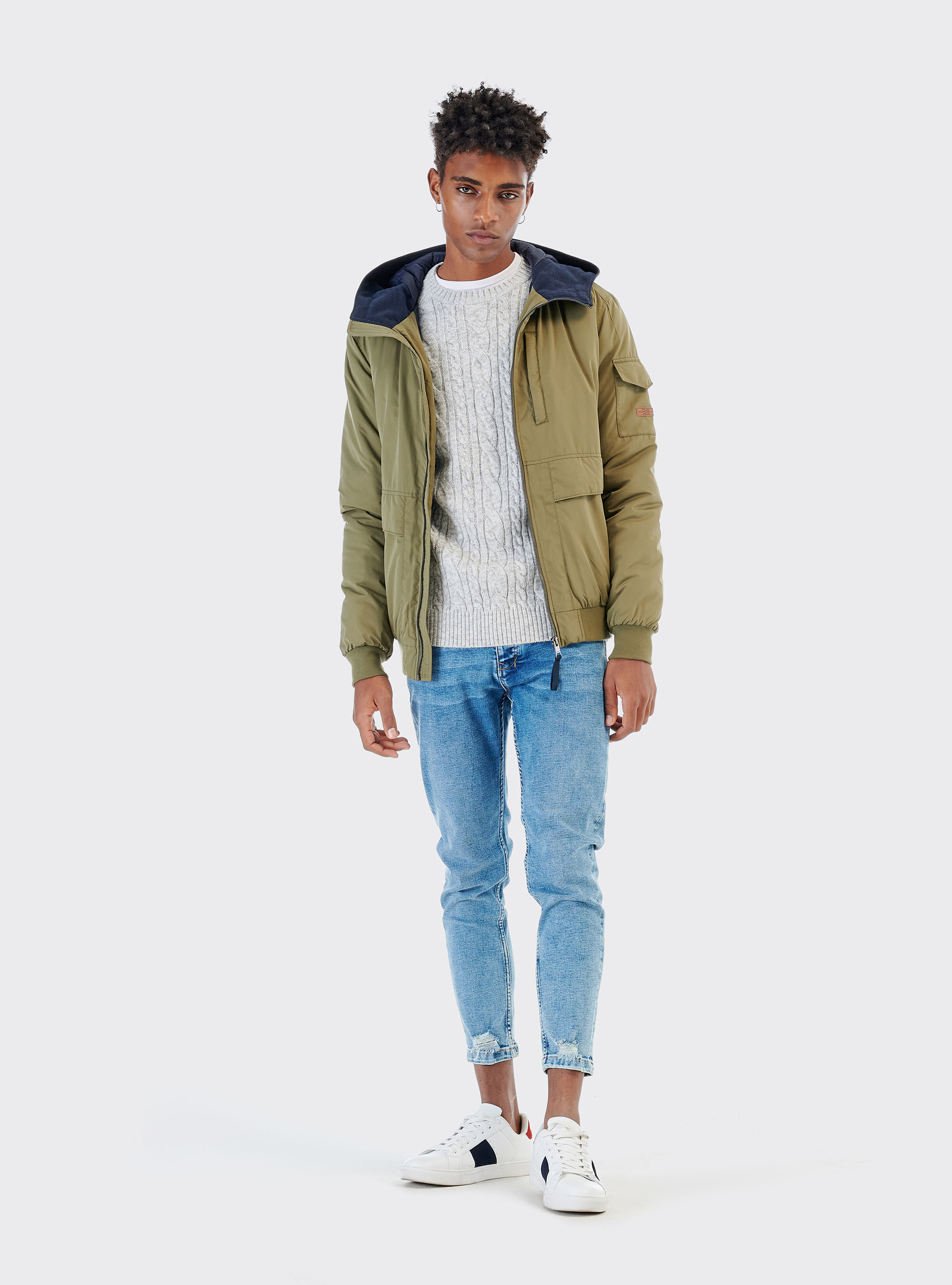 Jersey de mezcla de lana trenzada, PERLA