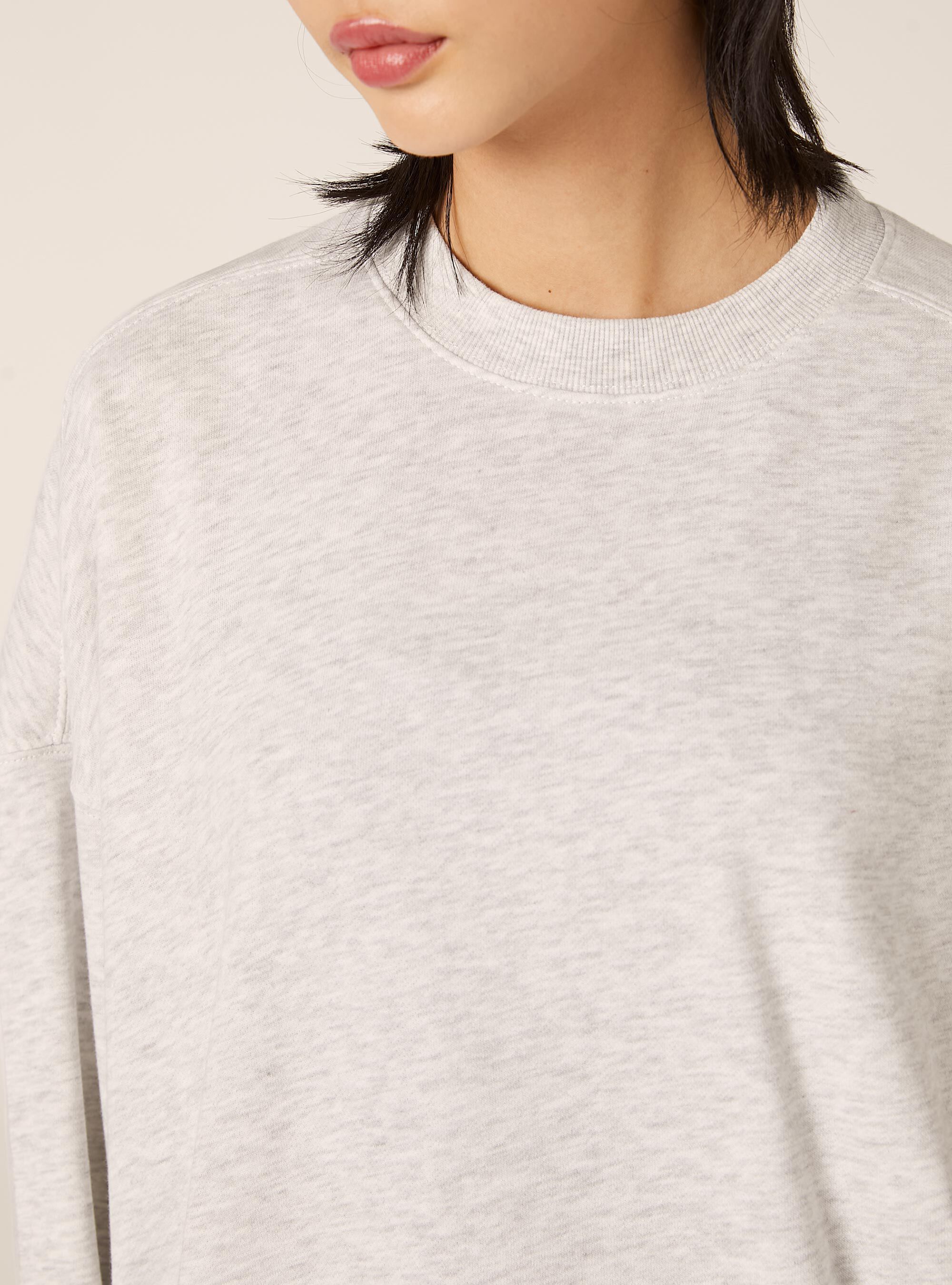 Sweat-shirt basique en coton, MGY3 GREY MEL LIGHT