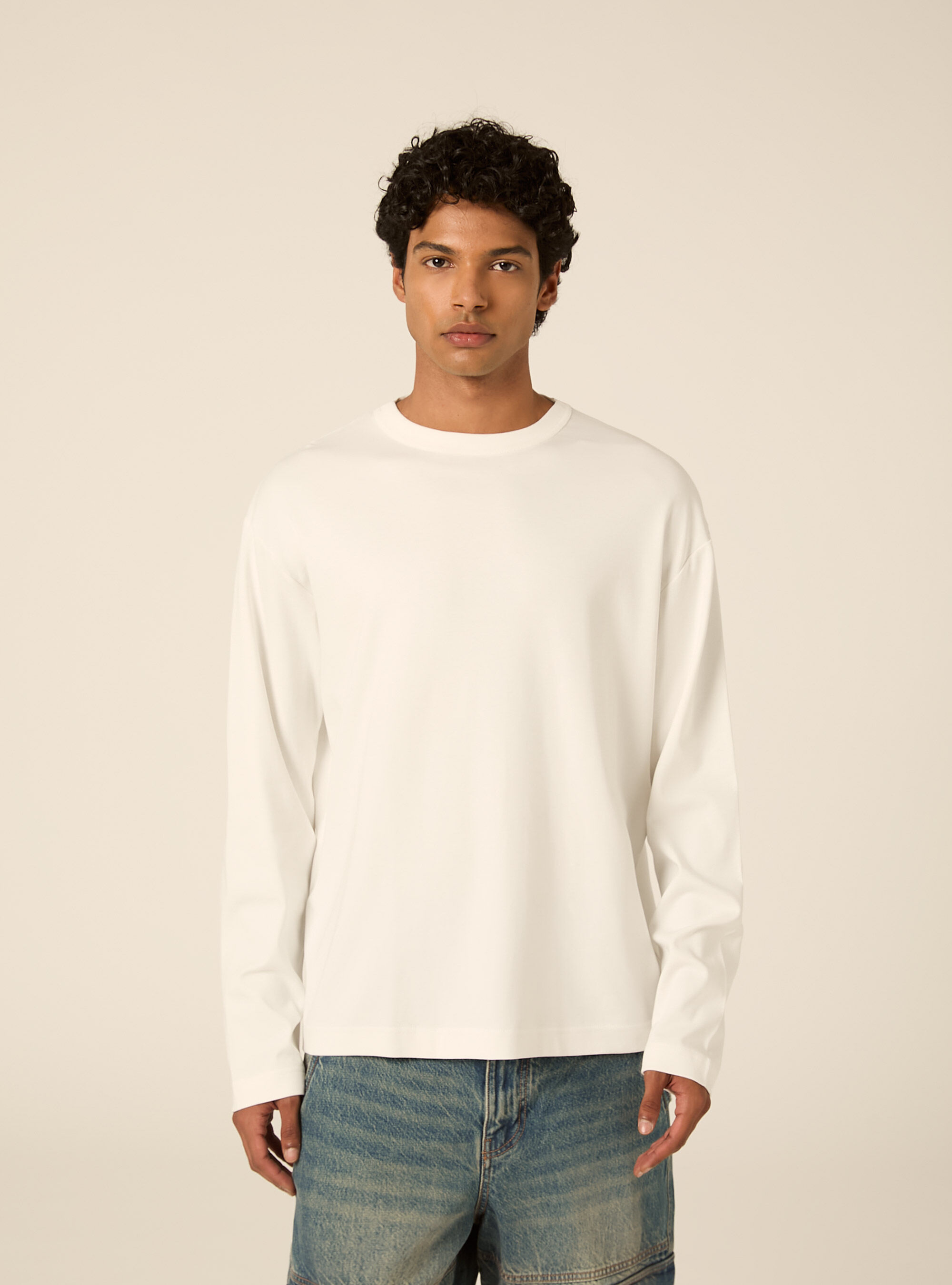 T-shirt a maniche lunghe in jersey interlock