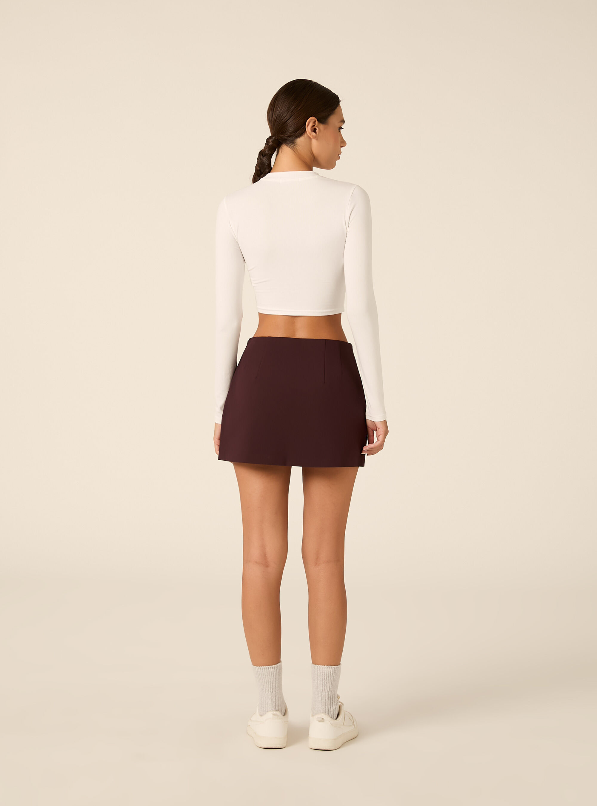Skort mini tinta unita, BO1 BORDEAUX DARK