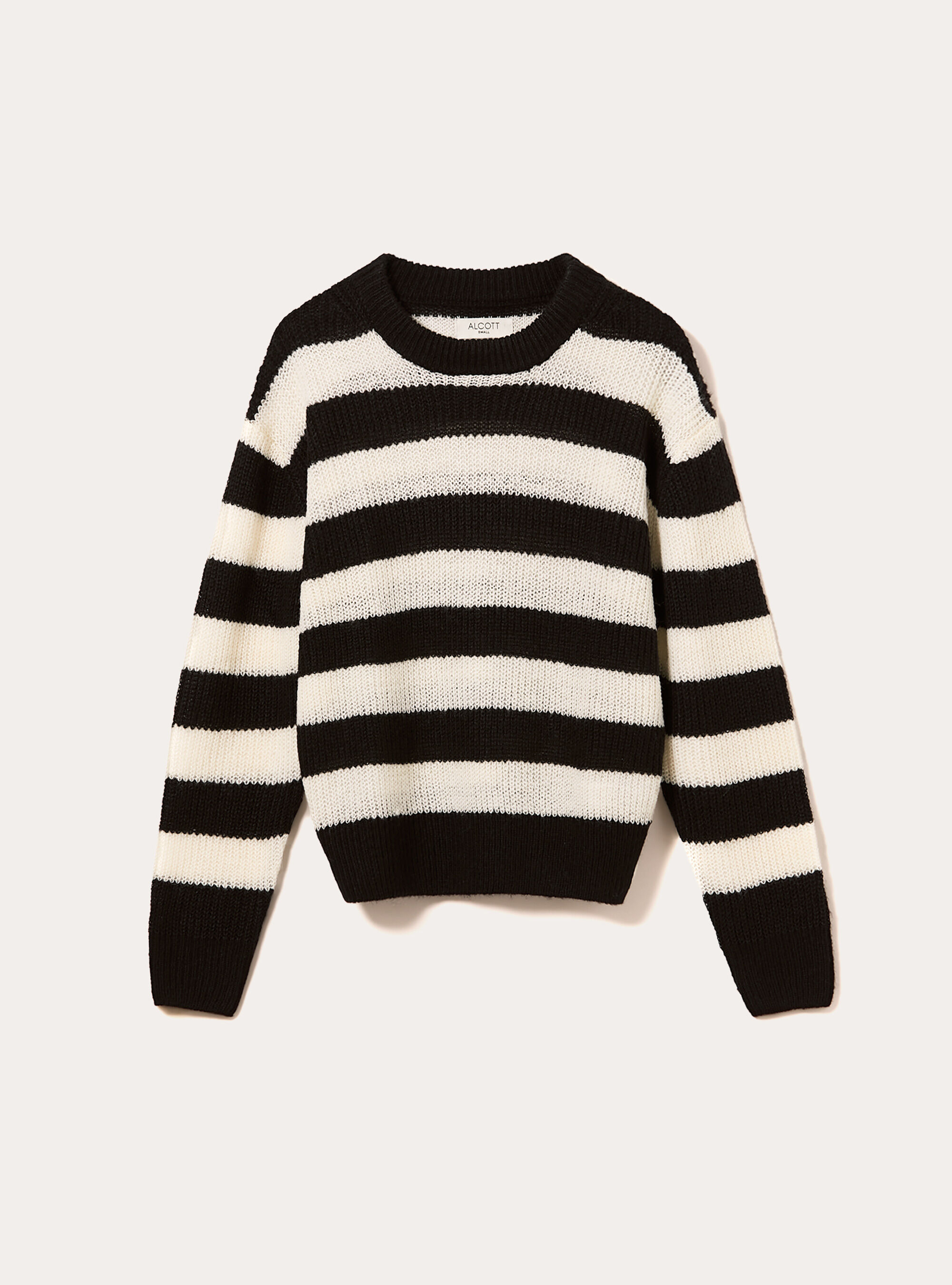 Pull &agrave; col rond ray&eacute;, BK1 BLACK