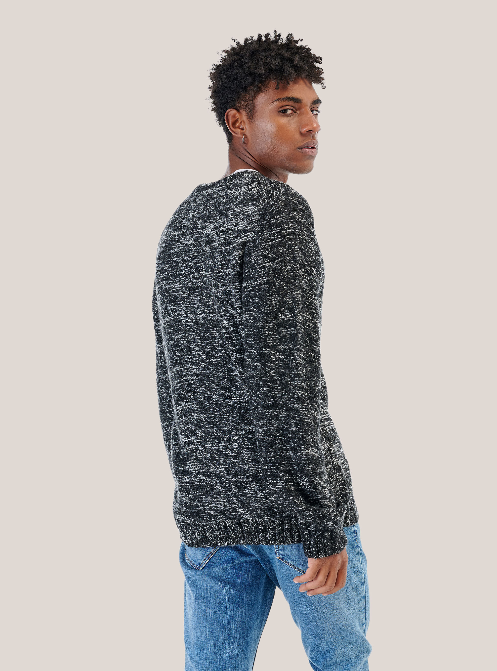 Pullover  boucle, C101 BLACK
