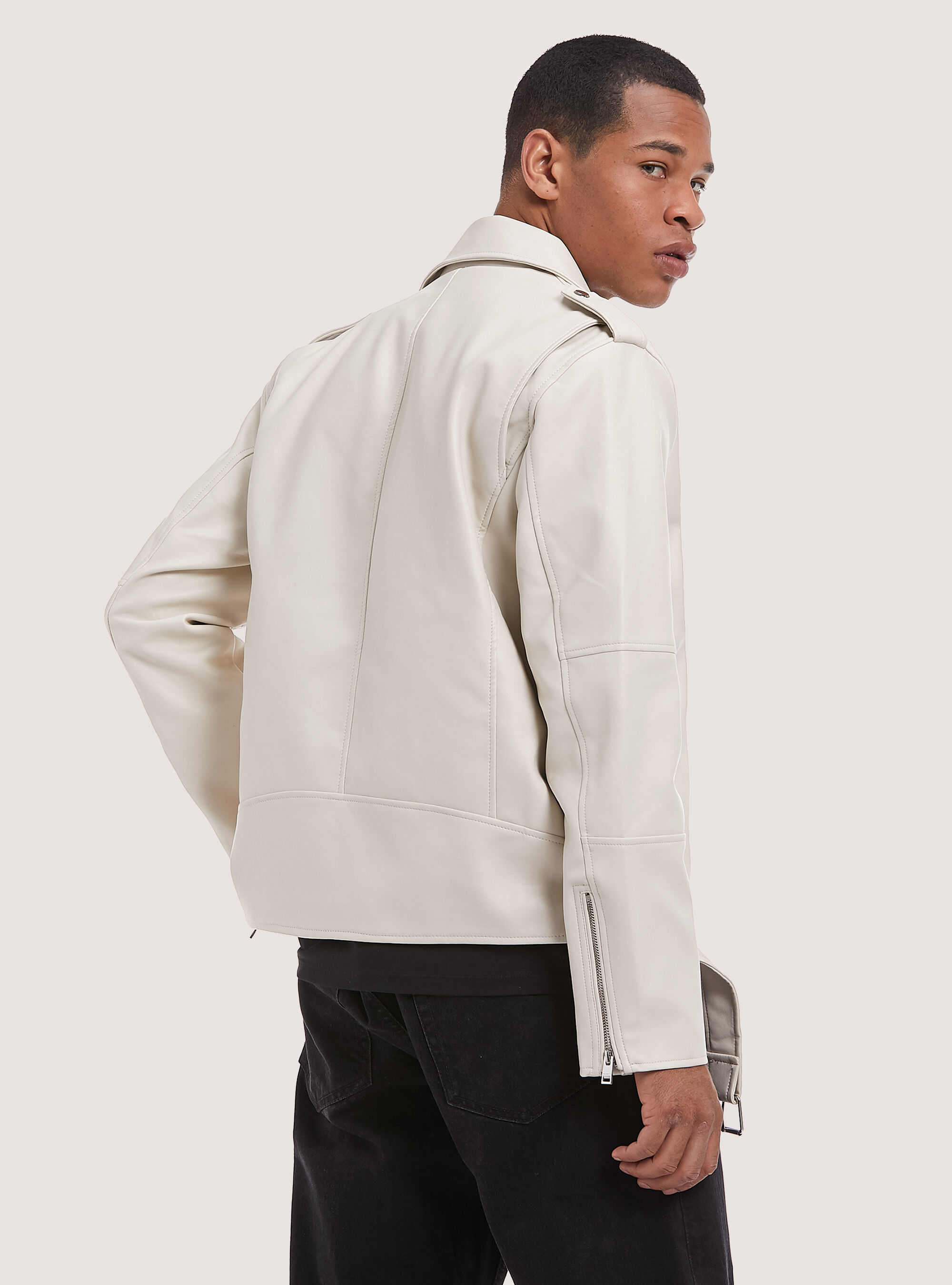 White faux leather jacket mens discount