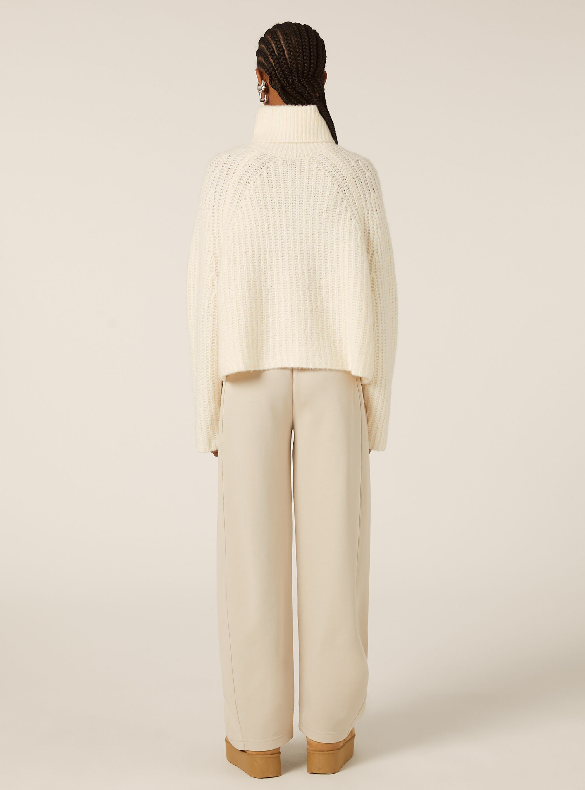 Jersey de cuello alto con canal&eacute; ingl&eacute;s, WH1 OFF WHITE