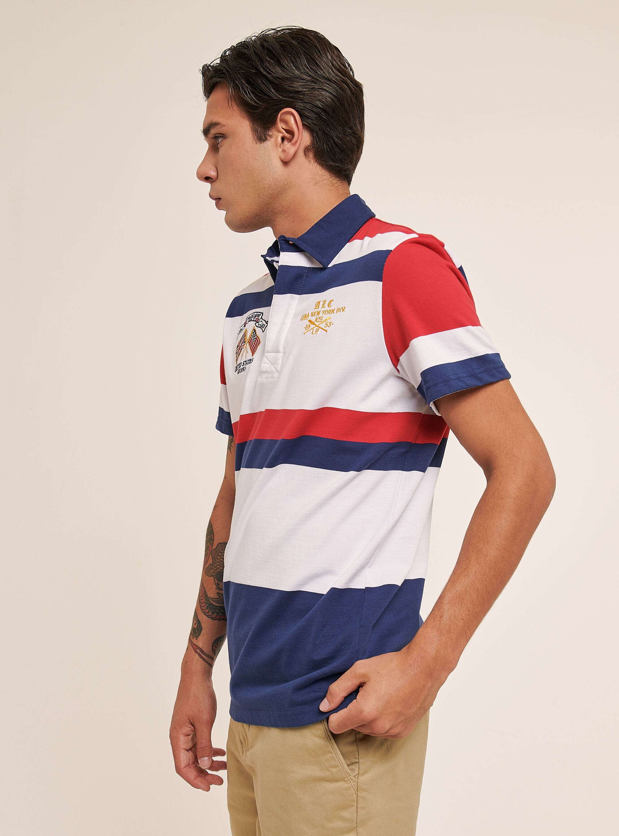 Polo ray&eacute; multi-couleurs avec broderie, STRIPES