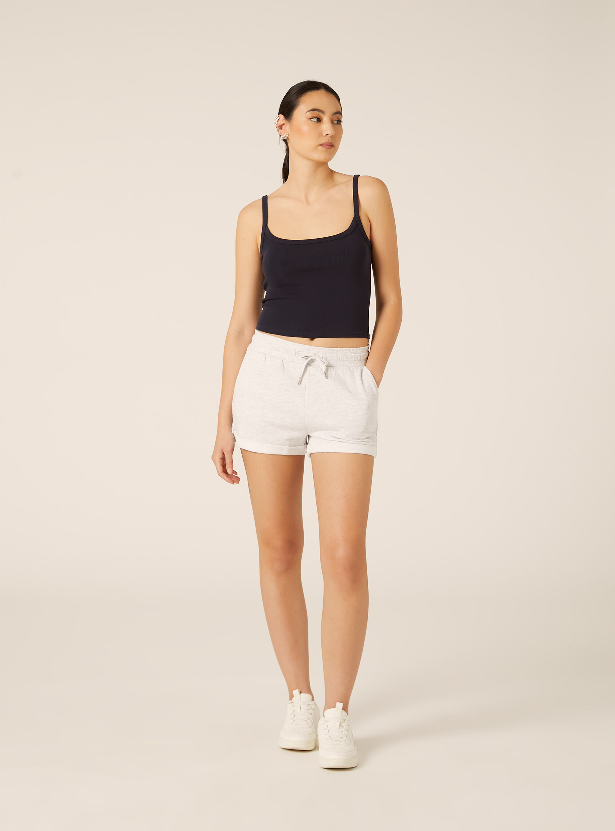 Canotta crop a coste basic, NA3 NAVY LIGHT