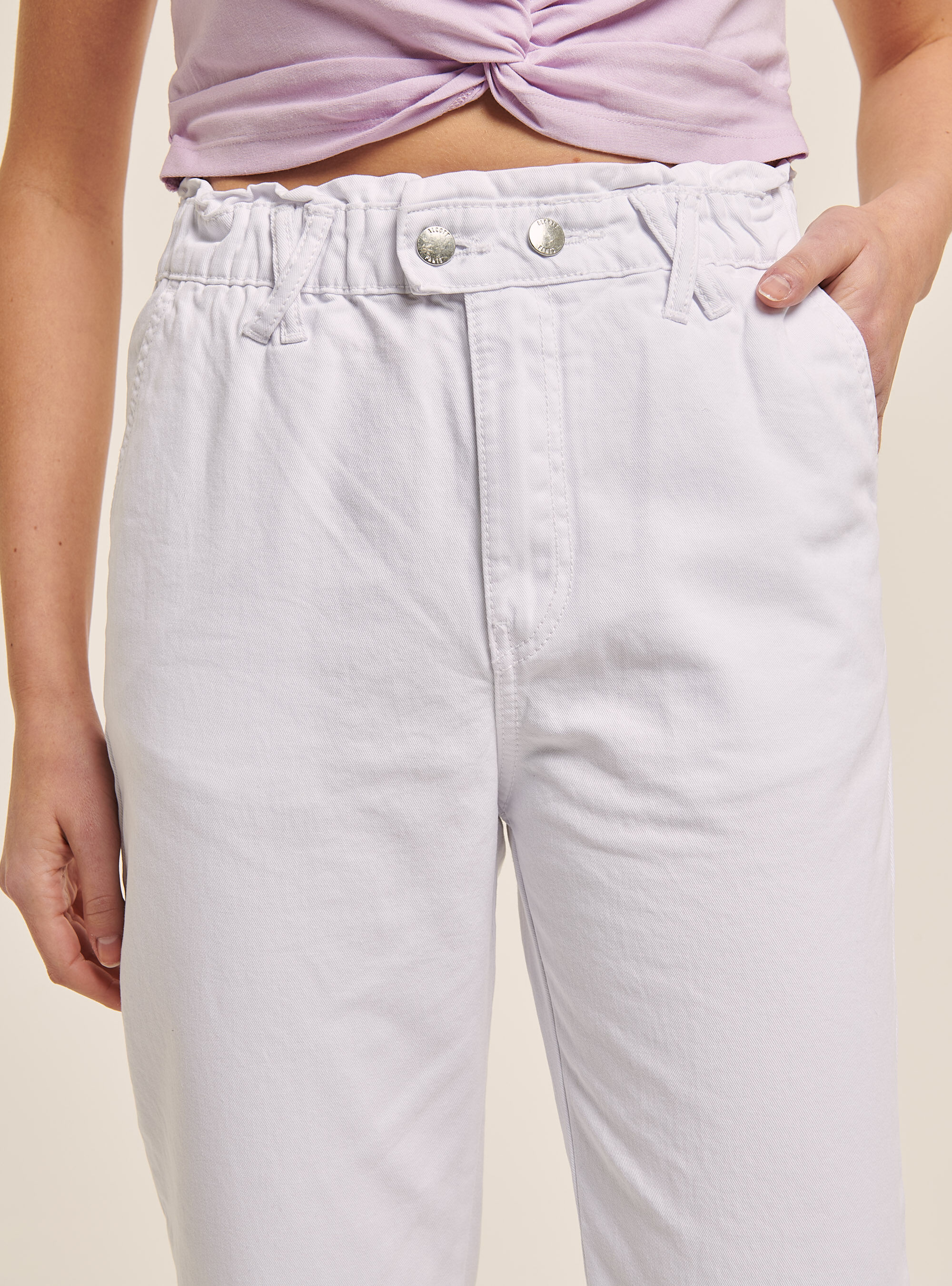 Cotton baggy trousers, WHITE