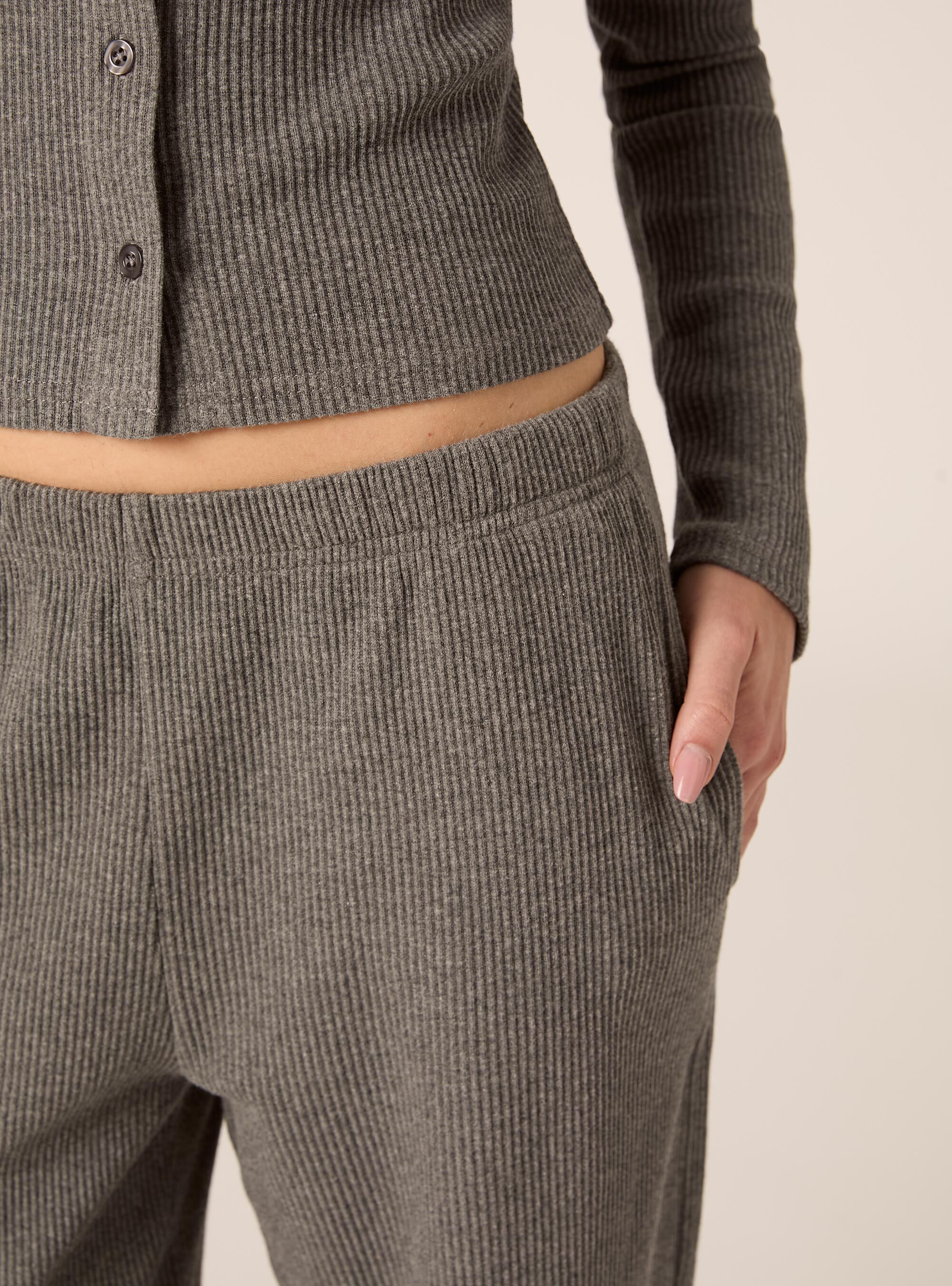 Pantaloni in maglia a coste, MGY2 GREY MEL MEDIUM