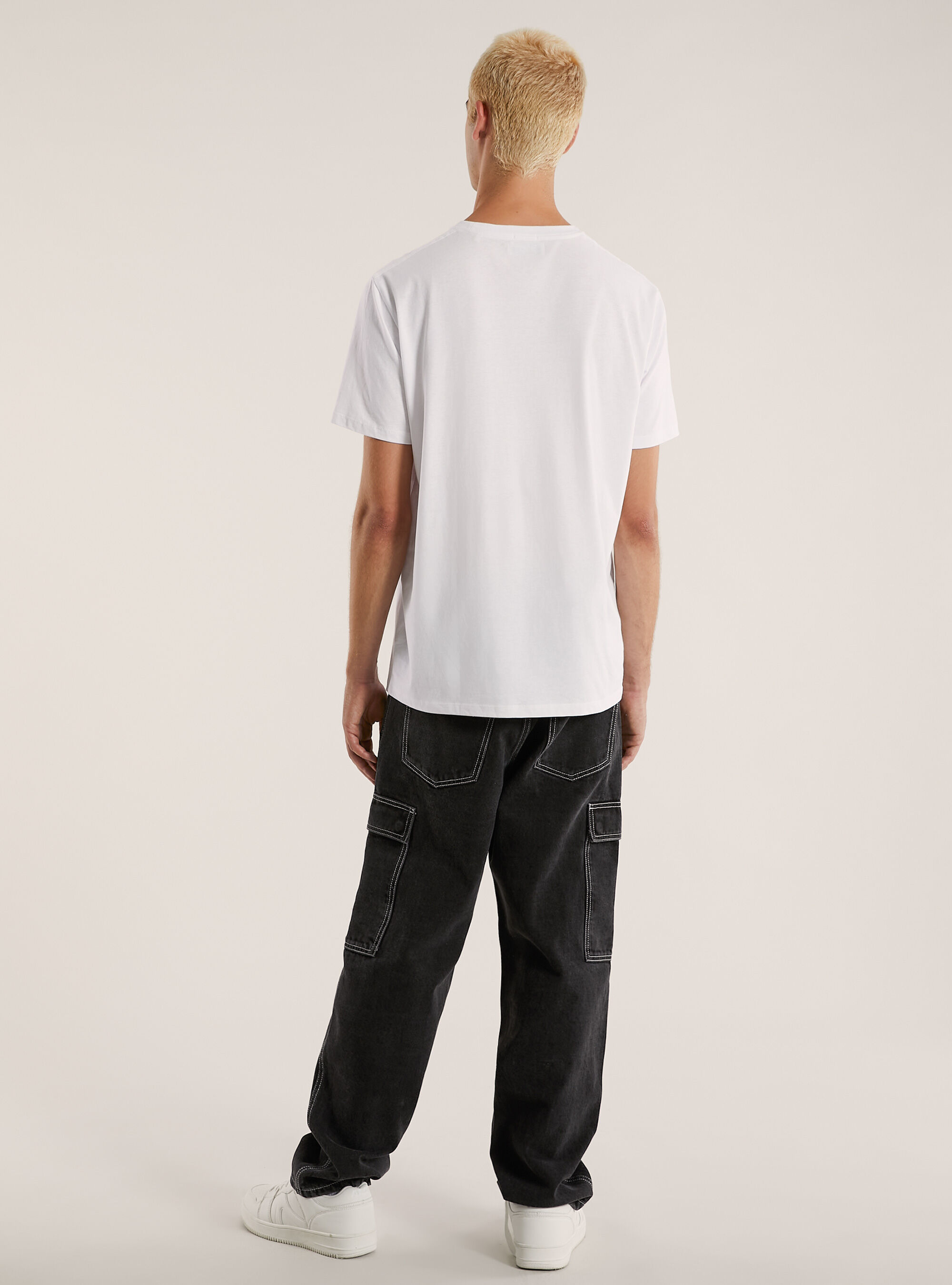 Maglietta girocollo in cotone, WH2 WHITE