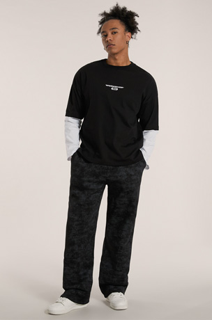 FULL TIME SPORTS T-Shirt Uomo Manica Lunga FTS-640 – Morbidissima, 4X, Nero/Bianco, Taglie Forti!