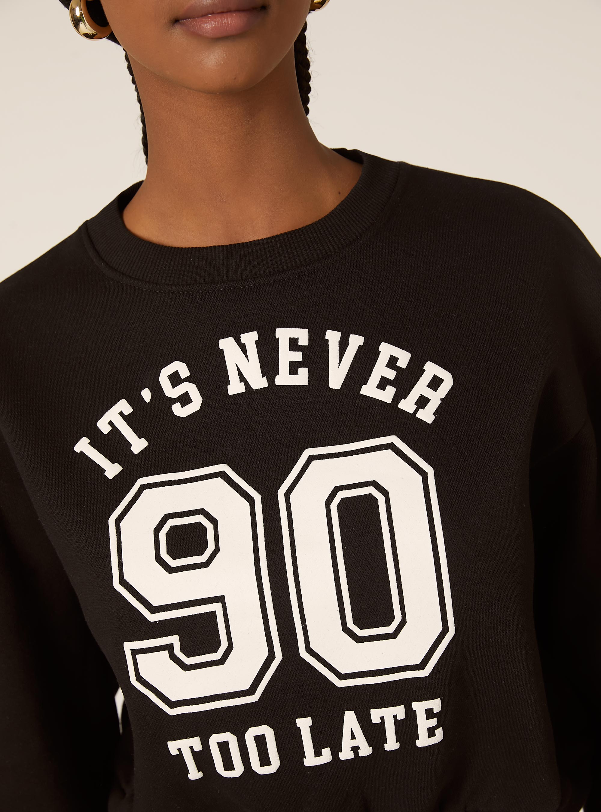 Boxy fit sweatshirt with print, BK1 BLACK