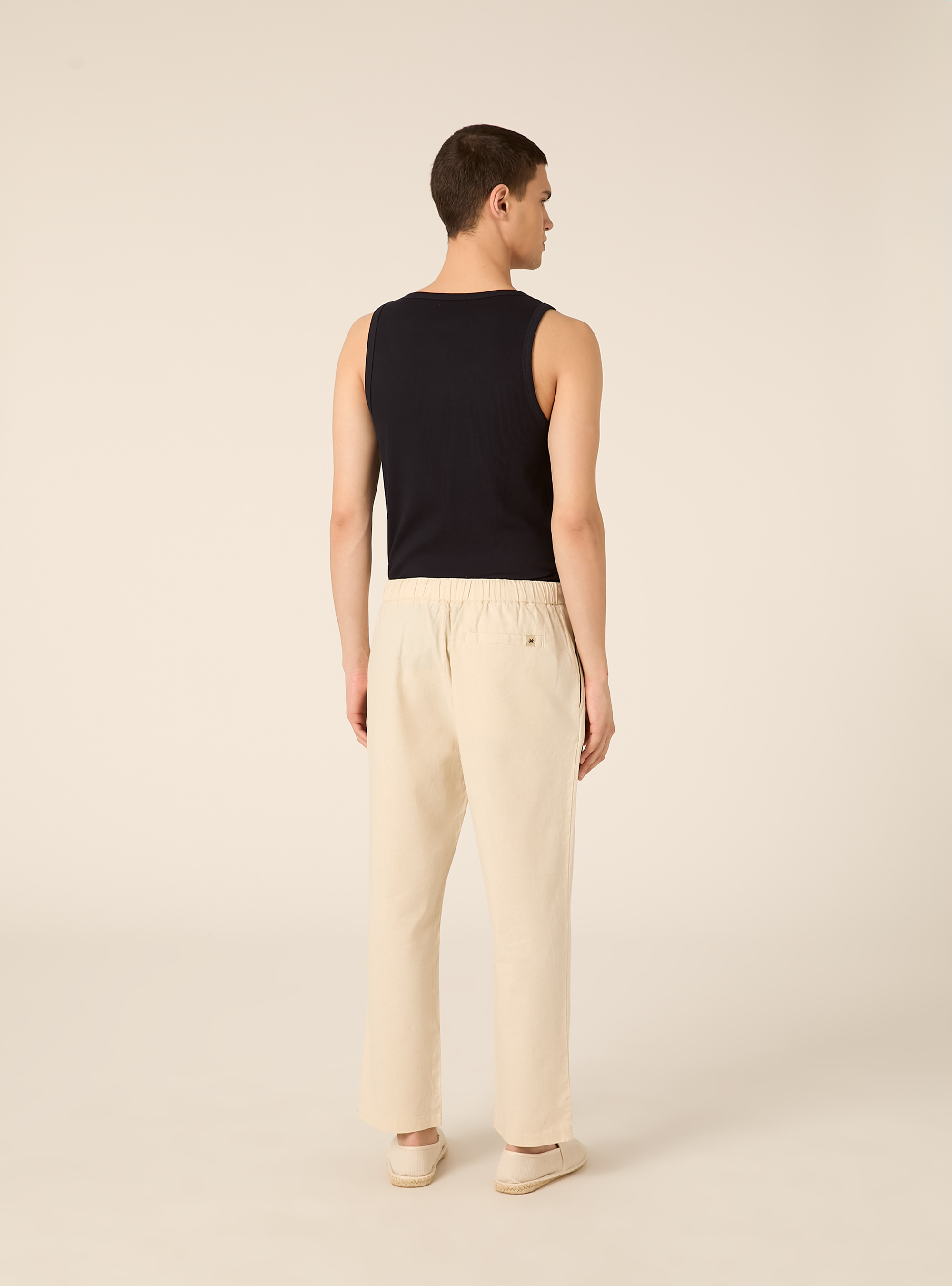 Pantaloni misto lino con coulisse, MCR3 CREAM MEL LIGHT