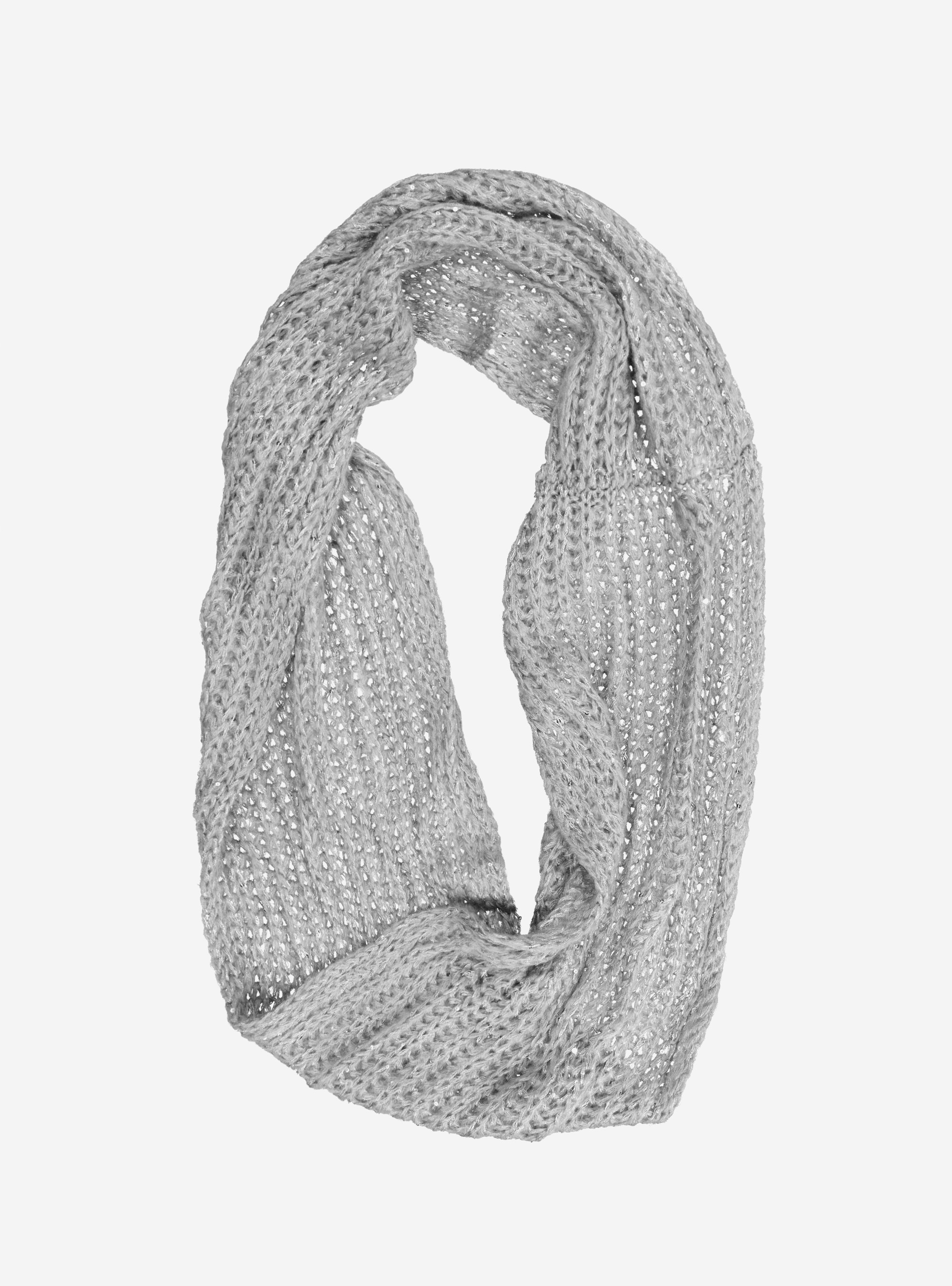 RING SCARF WITH SEQUINS, GREY MELANGE