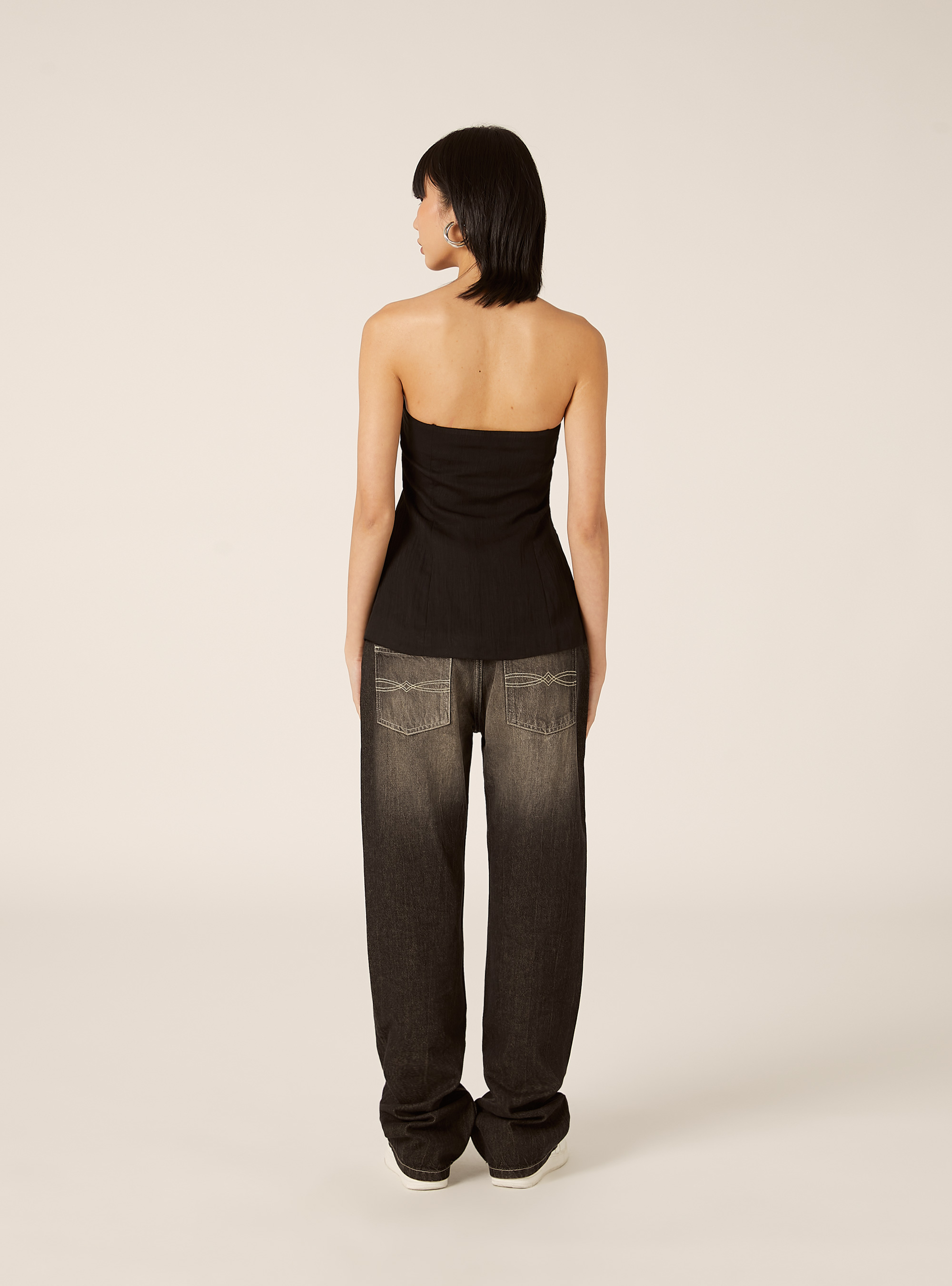 Chaleco cruzado con textura, BK1 BLACK