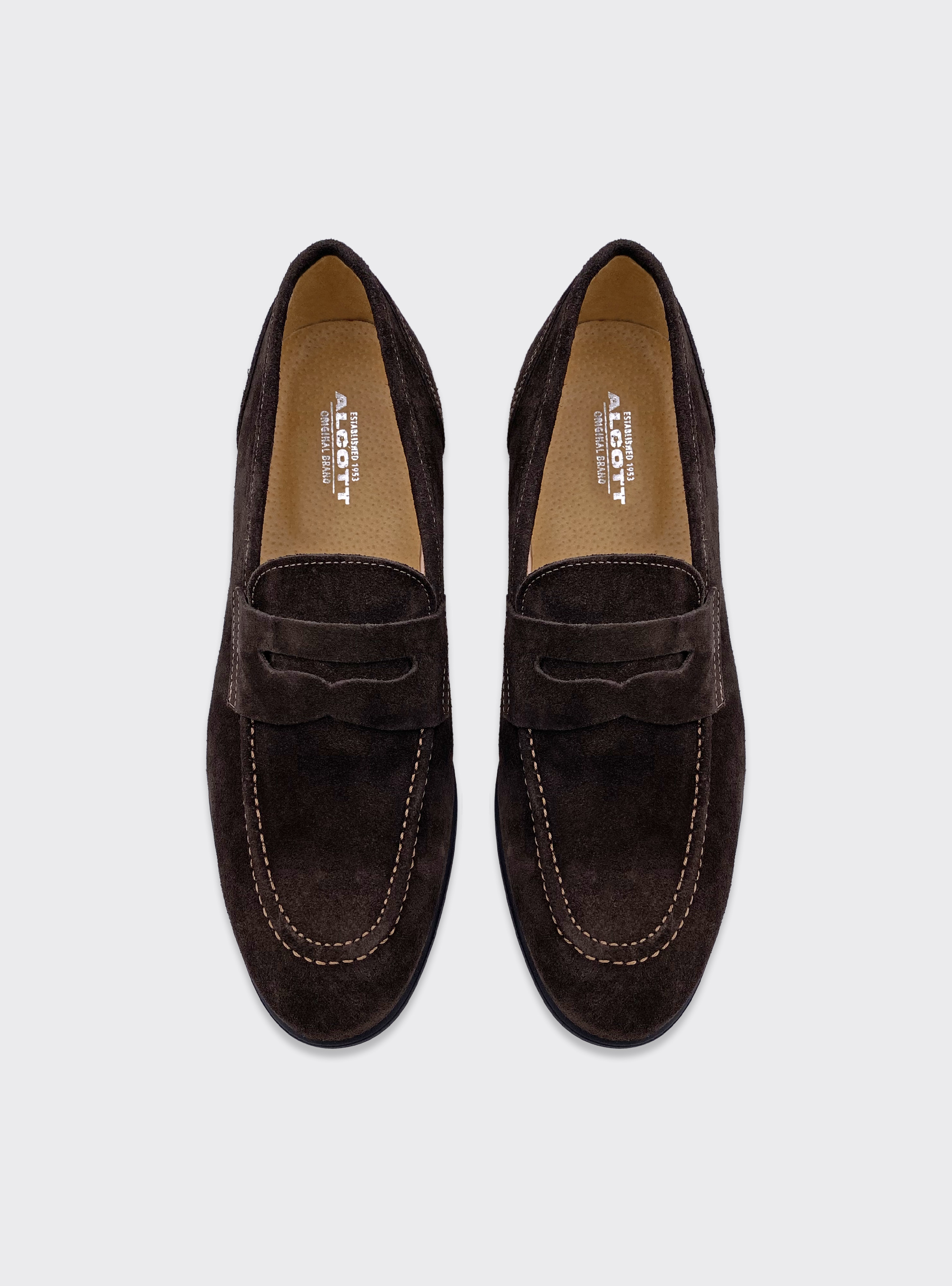 Mocassino in vera pelle scamosciata, C5509 CHOCOLATE