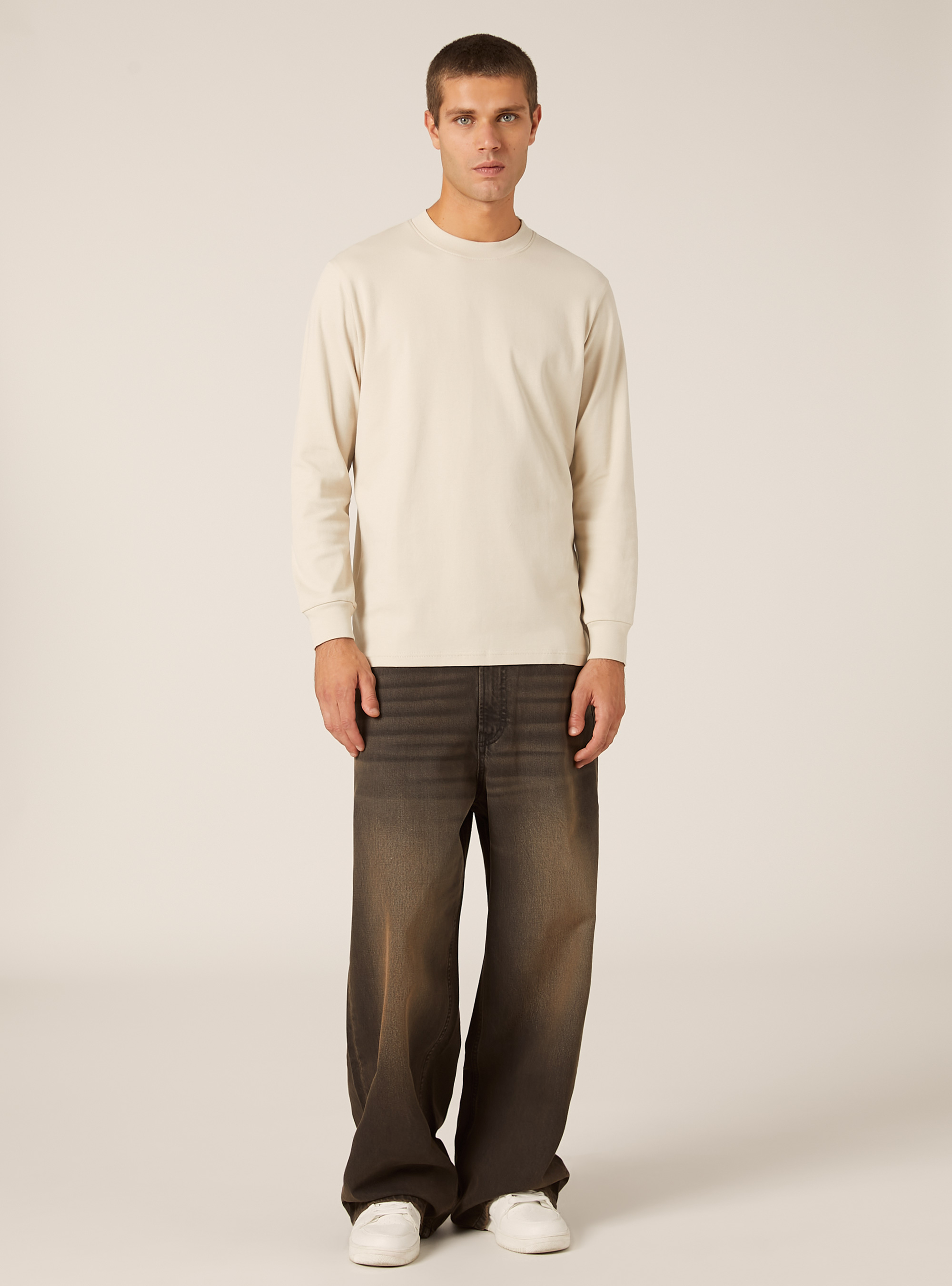 Long-sleeved cotton T-shirt, CR3 CREAM LIGHT