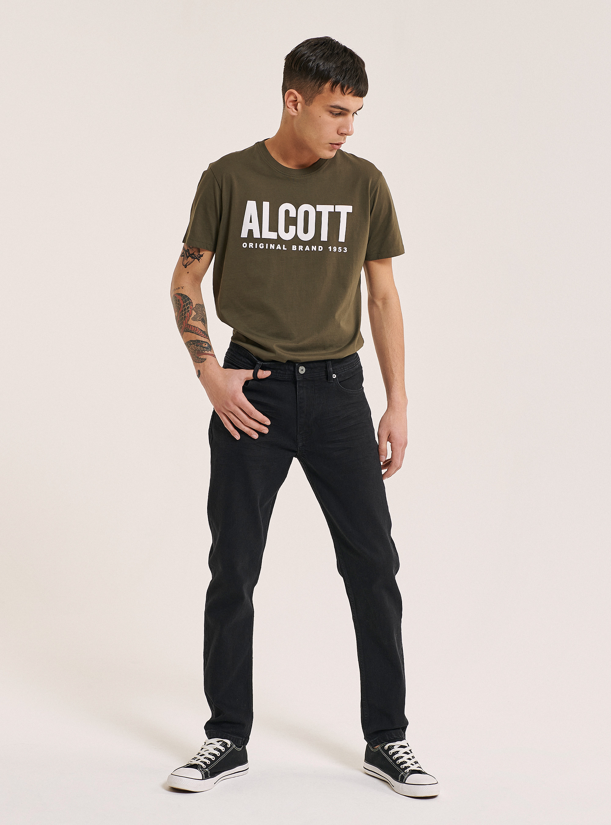 Stretch slim fit jeans in cotton, BLACK