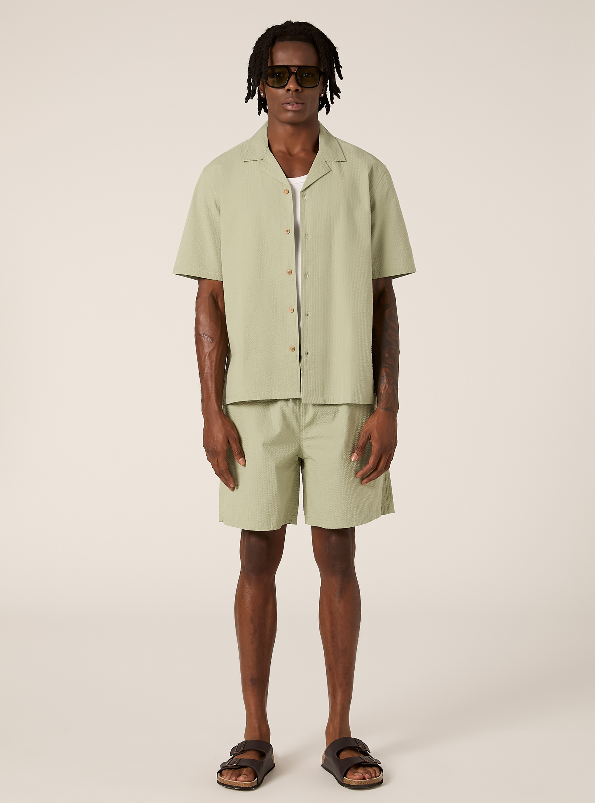 Seersucker Bermuda Shorts, SG3 SAGE LIGHT
