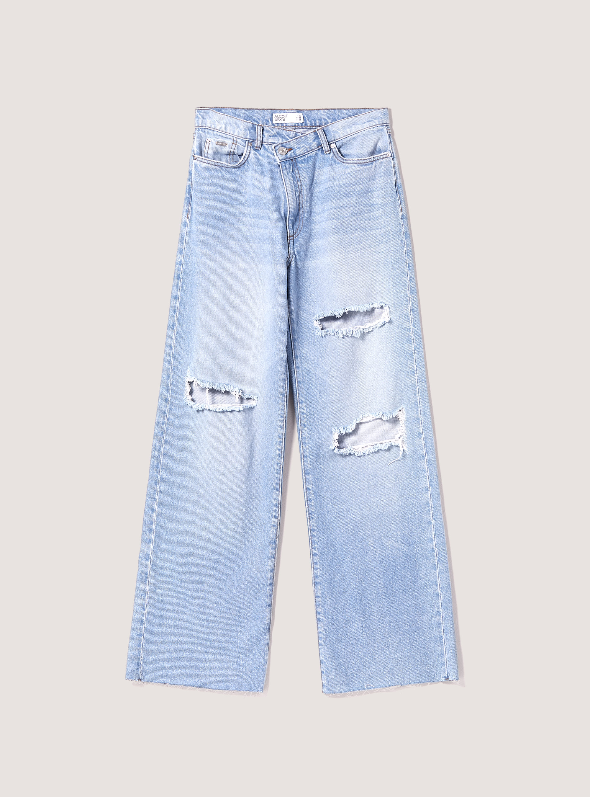 Jeans en coton &agrave; coupe droite, D003 MEDIUM BLUE