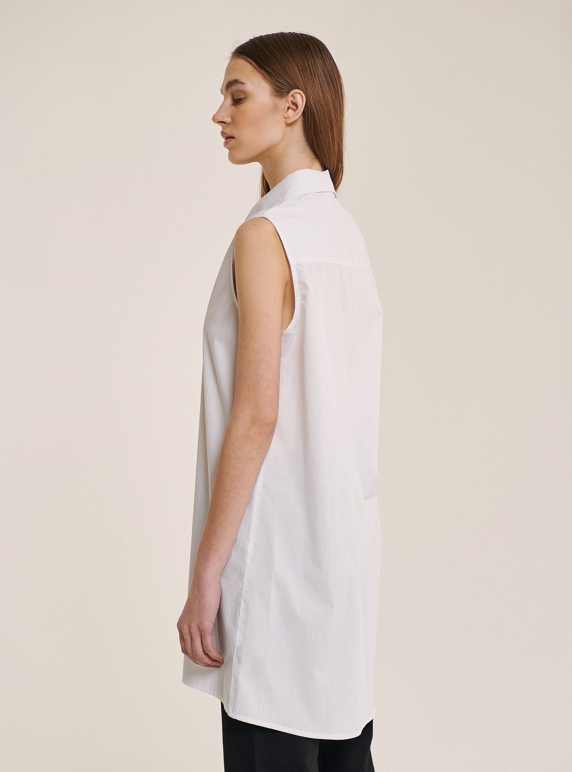 Oversized sleeveless shirt, WHITE